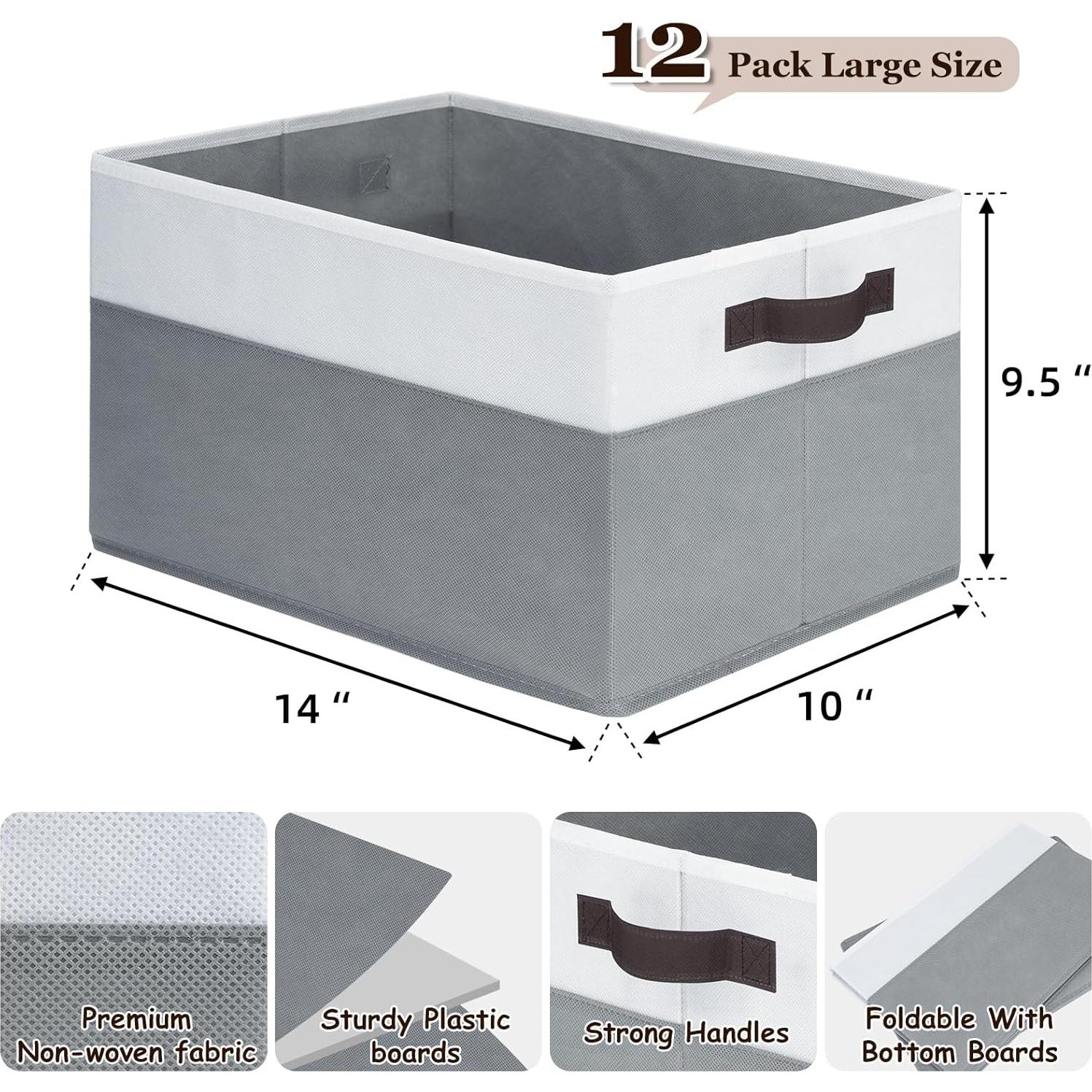 Cestas de Almacenamiento Grandes Criusia 12 Piezas 35.56x25.4cm