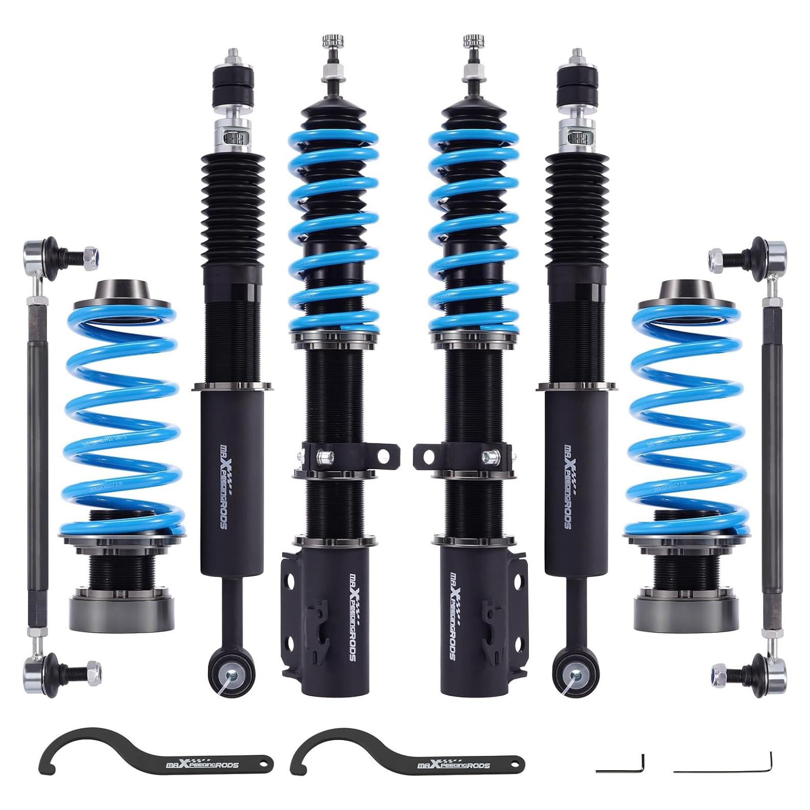 maXpeedingrods Coilover for Toyota Yaris 2007-2011, for Toyota Scion XD 2008-2010, 24 Levels Damper Adjustable Coilovers Suspension Kit Strut, Height Adjustable T6 Upgraded Lowering Kits Blue