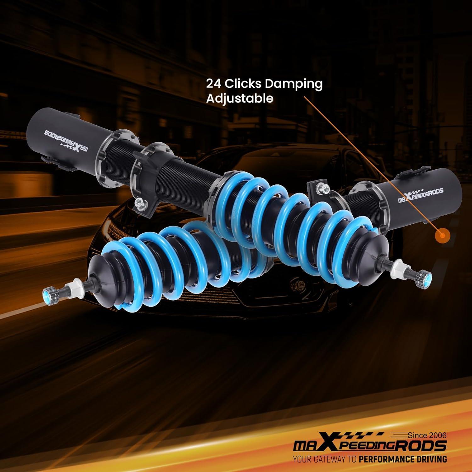 maXpeedingrods Coilover for Toyota Yaris 2007-2011, for Toyota Scion XD 2008-2010, 24 Levels Damper Adjustable Coilovers Suspension Kit Strut, Height Adjustable T6 Upgraded Lowering Kits Blue