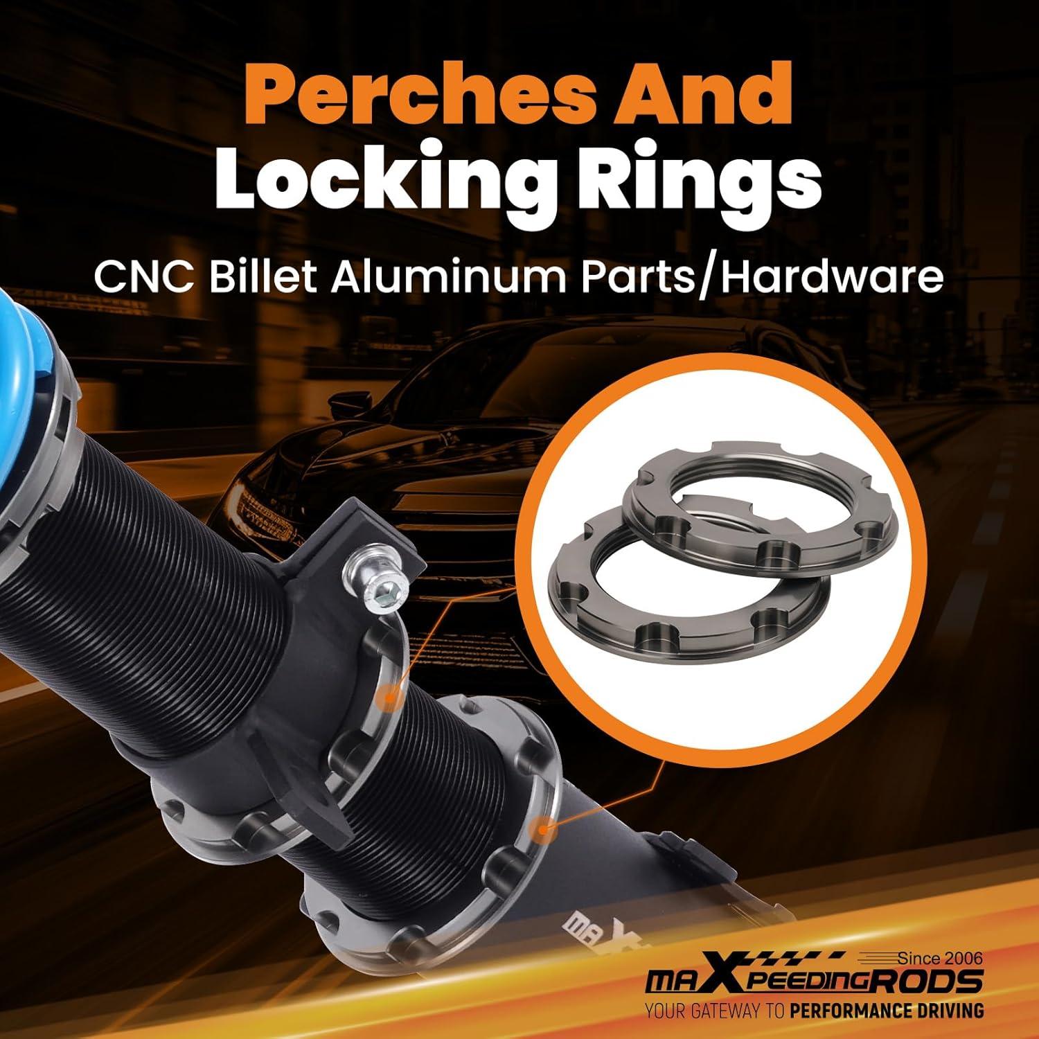 maXpeedingrods Coilover for Toyota Yaris 2007-2011, for Toyota Scion XD 2008-2010, 24 Levels Damper Adjustable Coilovers Suspension Kit Strut, Height Adjustable T6 Upgraded Lowering Kits Blue