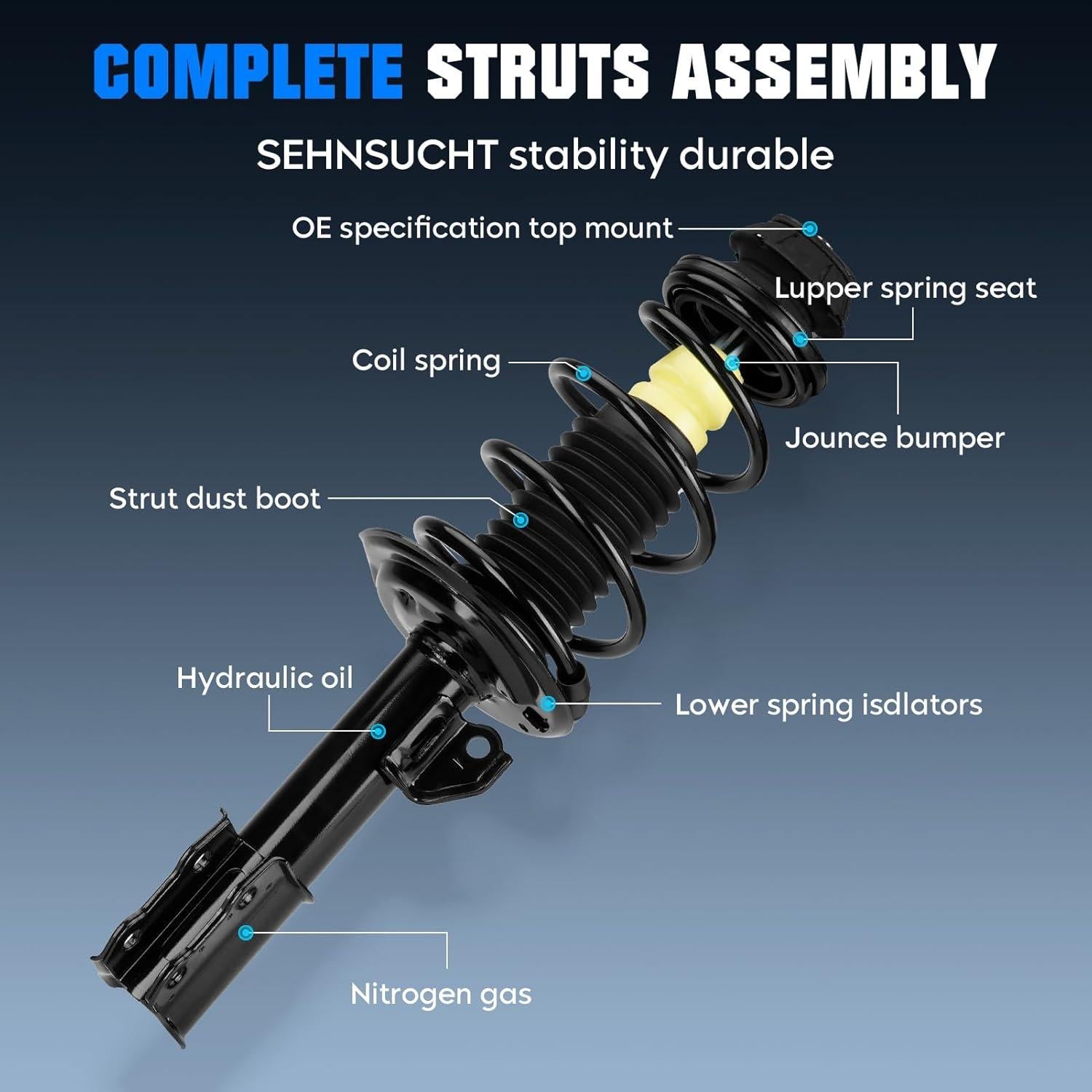Amortiguadores de resorte de bobina SEHNSUCHT para Toyota Yaris 2006-2012