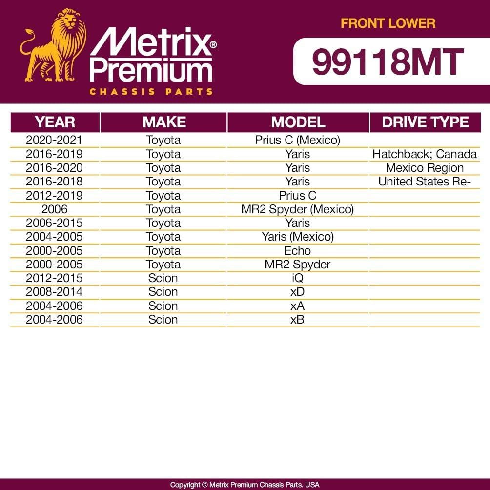 Kit de 2 Articulaciones de Bola Inferior Delantera Metrix para Toyota