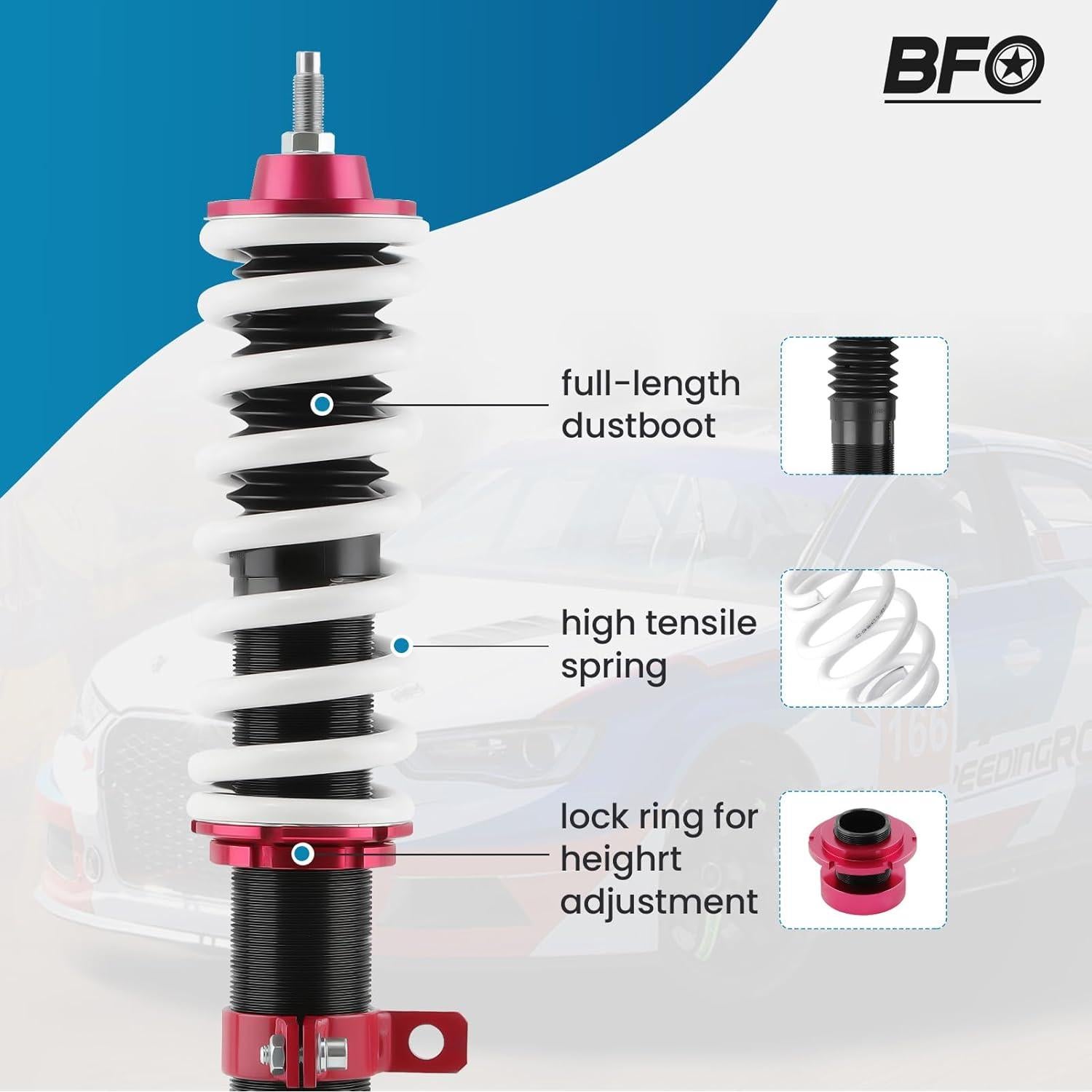 Coilovers BFO Ajustables para Toyota Yaris 2007-2010 y Scion XD 2008-2012