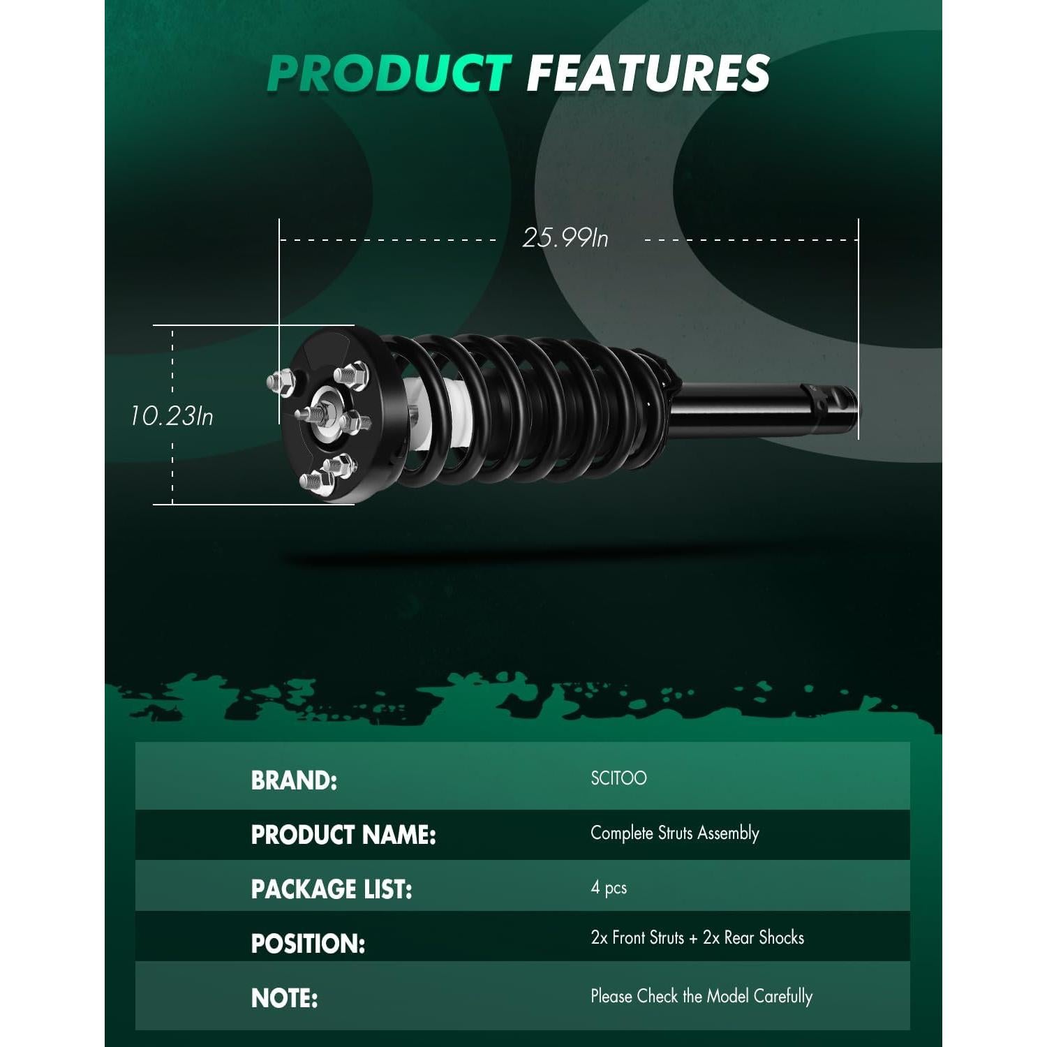 Amortiguadores Delanteros y Traseros SCITOO para Toyota Yaris 2006-2011