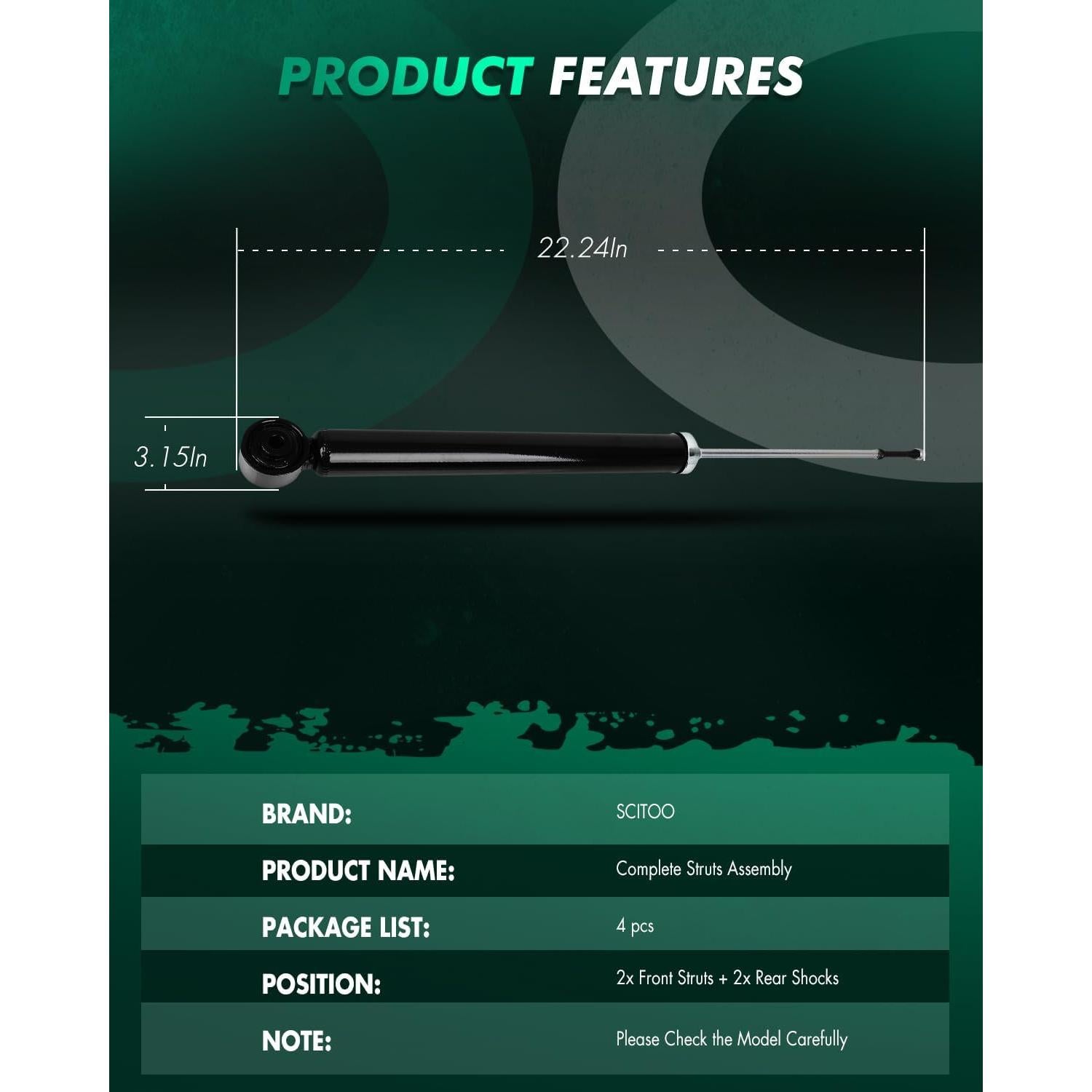 Amortiguadores Delanteros y Traseros SCITOO para Toyota Yaris 2006-2011