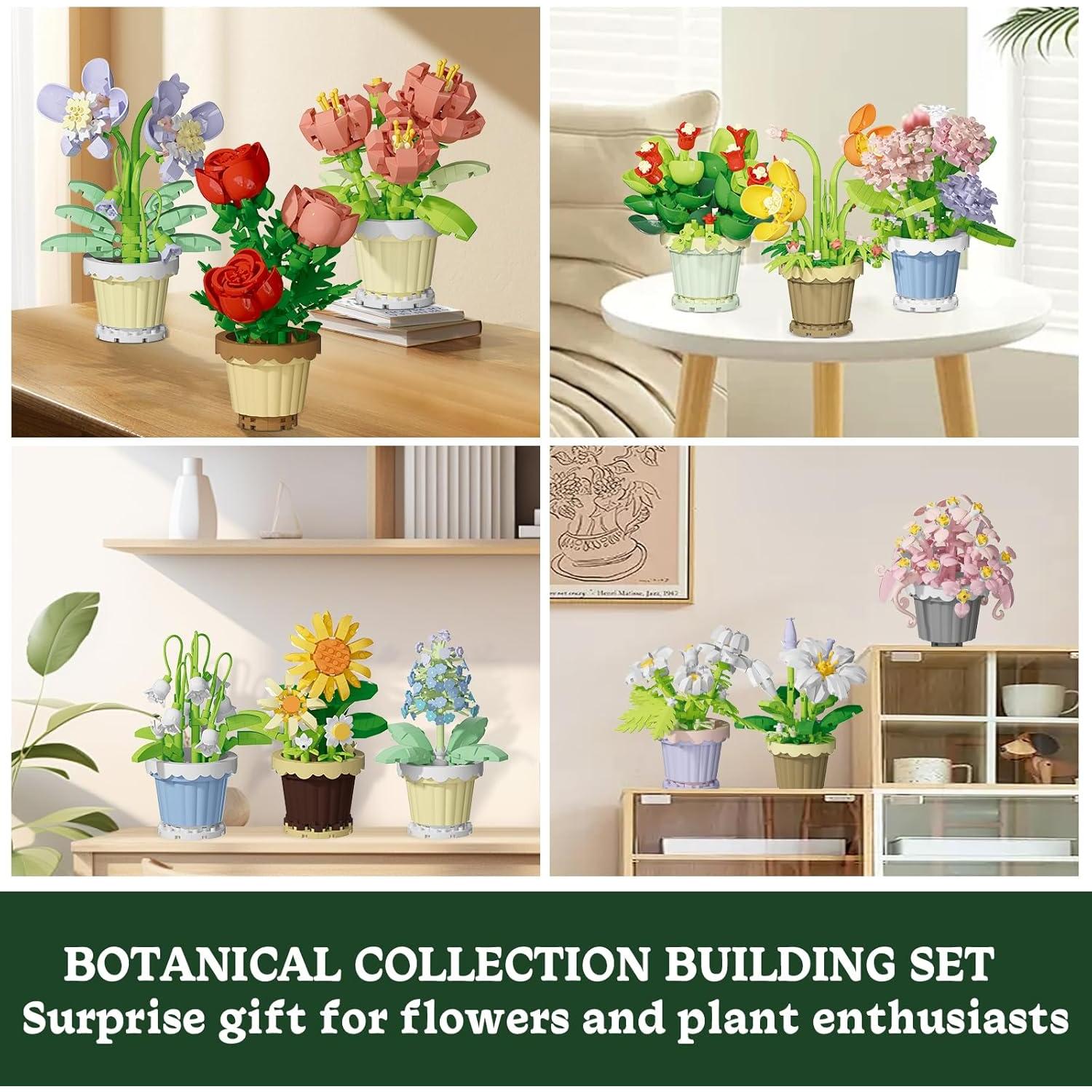 Juego de Construcción de Flores PQKIE 12 Piezas Decorativas