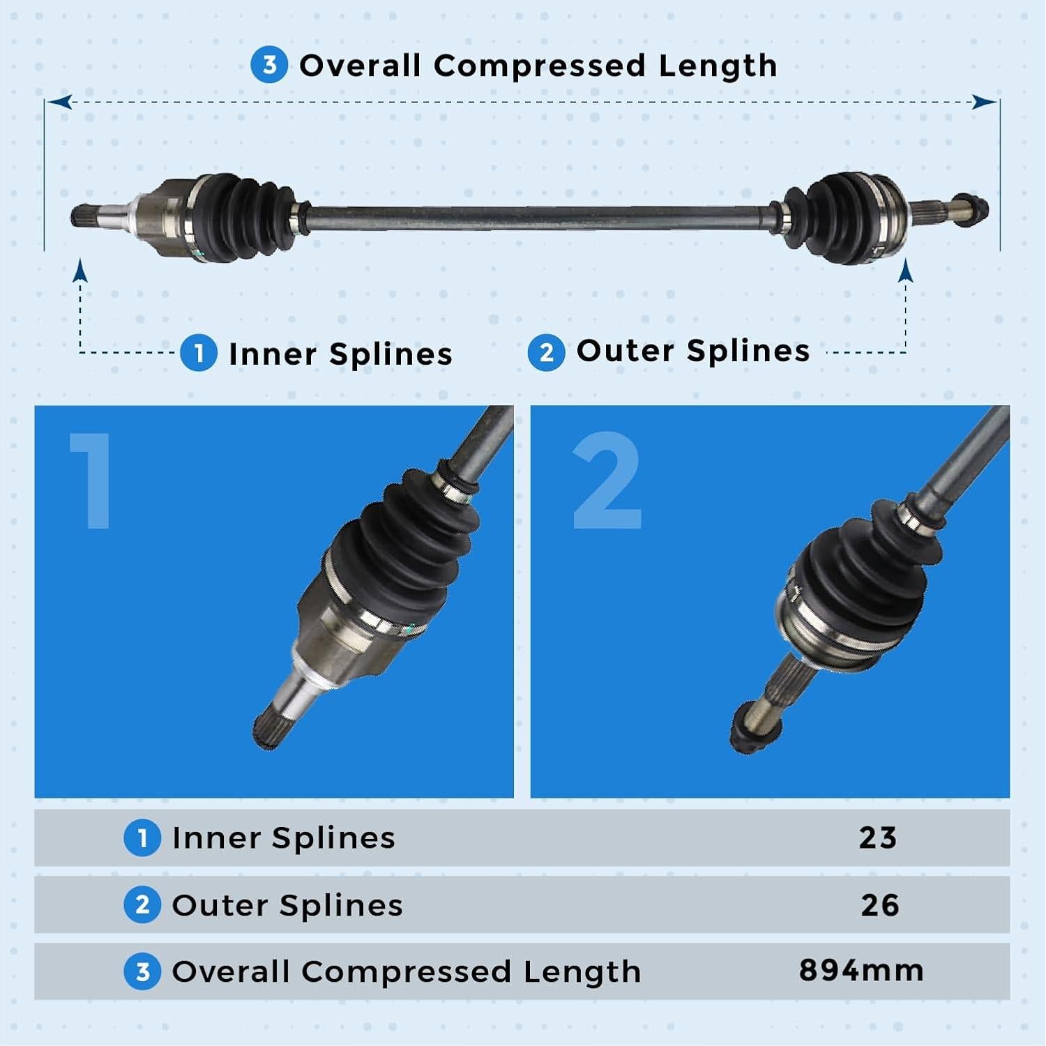 Eje de transmisión CV derecho Toyota Yaris 2006-2018 - Bodeman