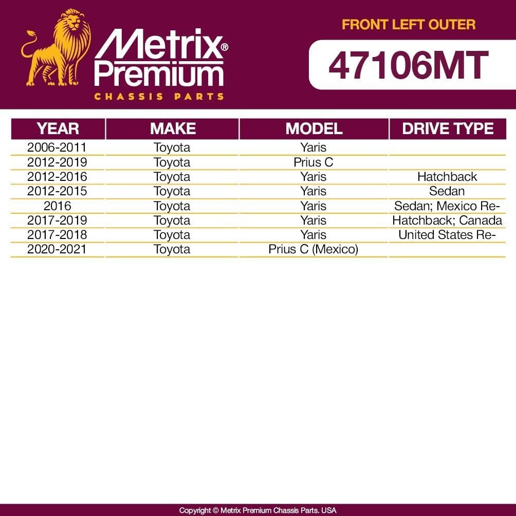 Extremo de Varilla de Dirección Delantero Izquierdo Metrix para Toyota