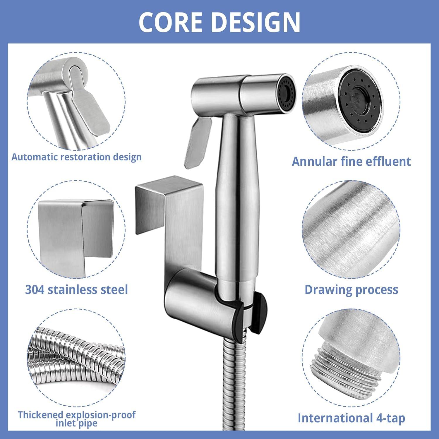 Rociador de Bidet de Mano Wellehomi Acero Inoxidable Ajustable