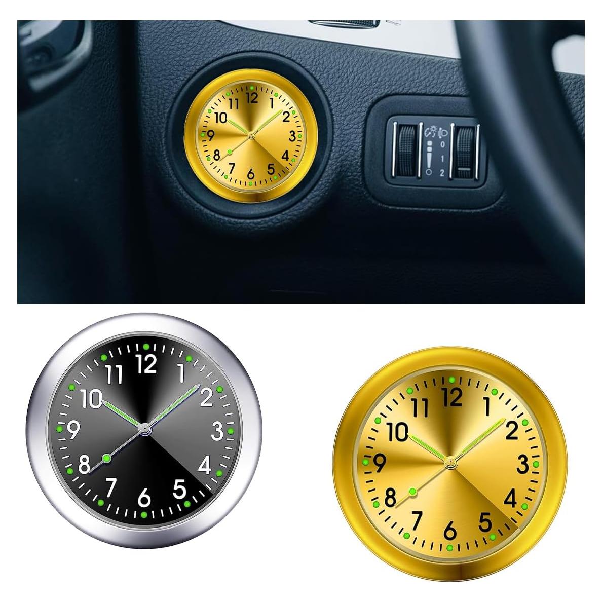 Reloj de Cuarzo para Coche GLSOWEE Luminiscente Negro/Oro
