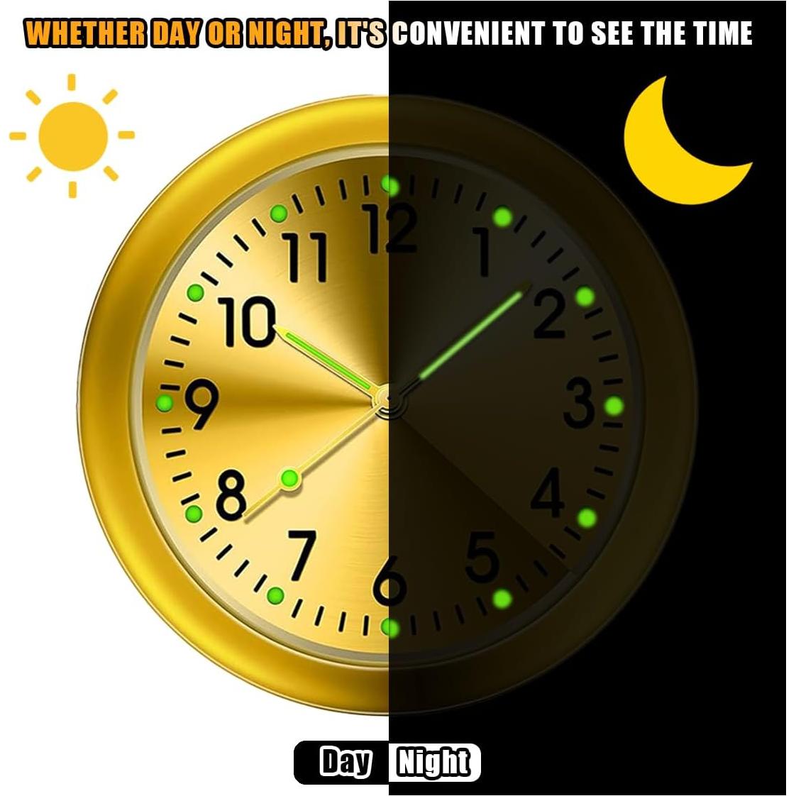 Reloj de Cuarzo para Coche GLSOWEE Luminiscente Negro/Oro