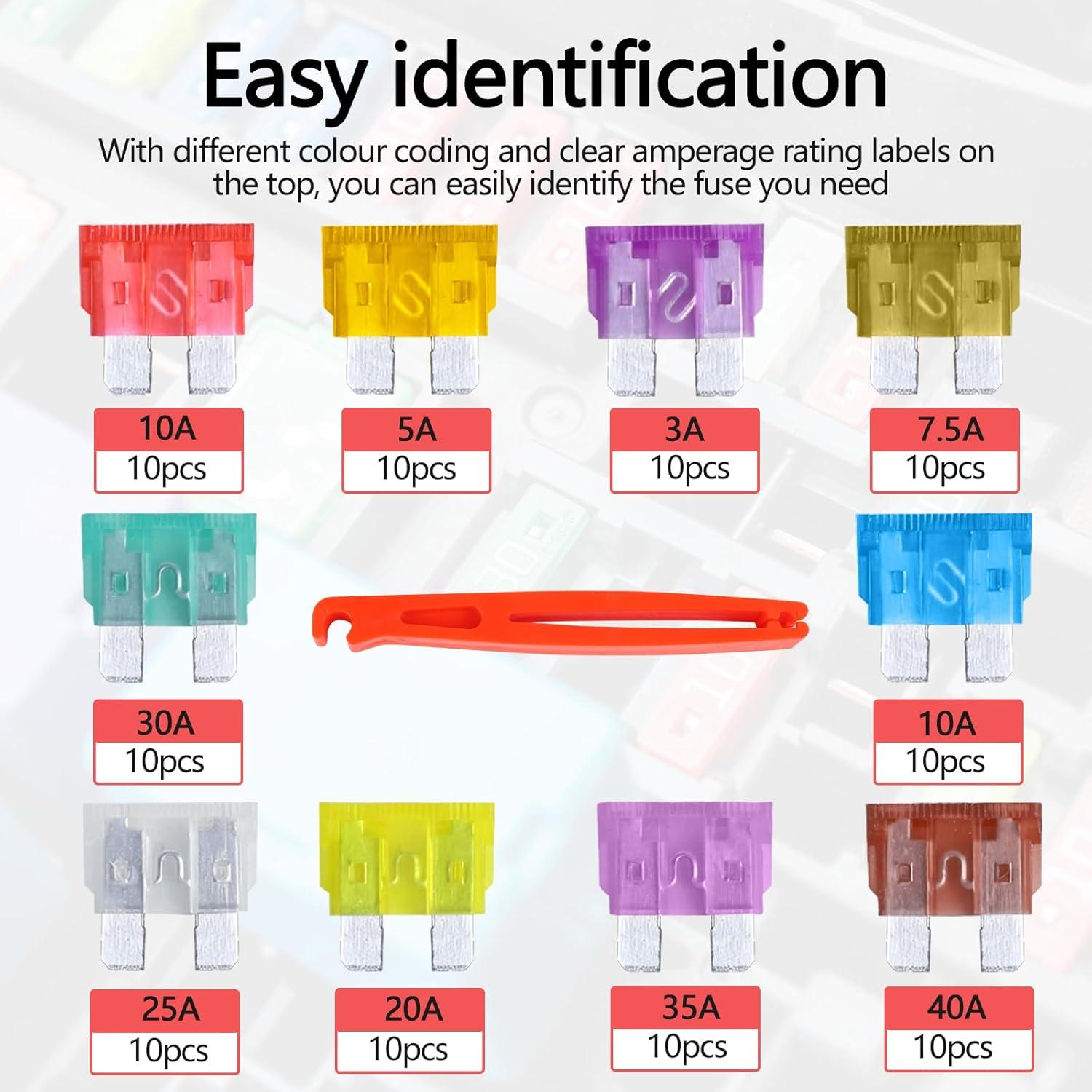 Kit de Fusibles Automotrices Ongfuwu 100PCS con Extractor