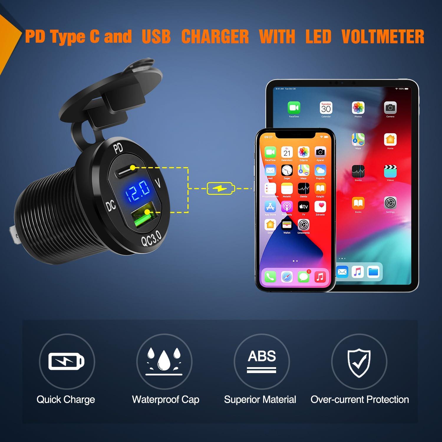 Caja de Interruptores Nilight 6 Gang 12V con Cargador USB