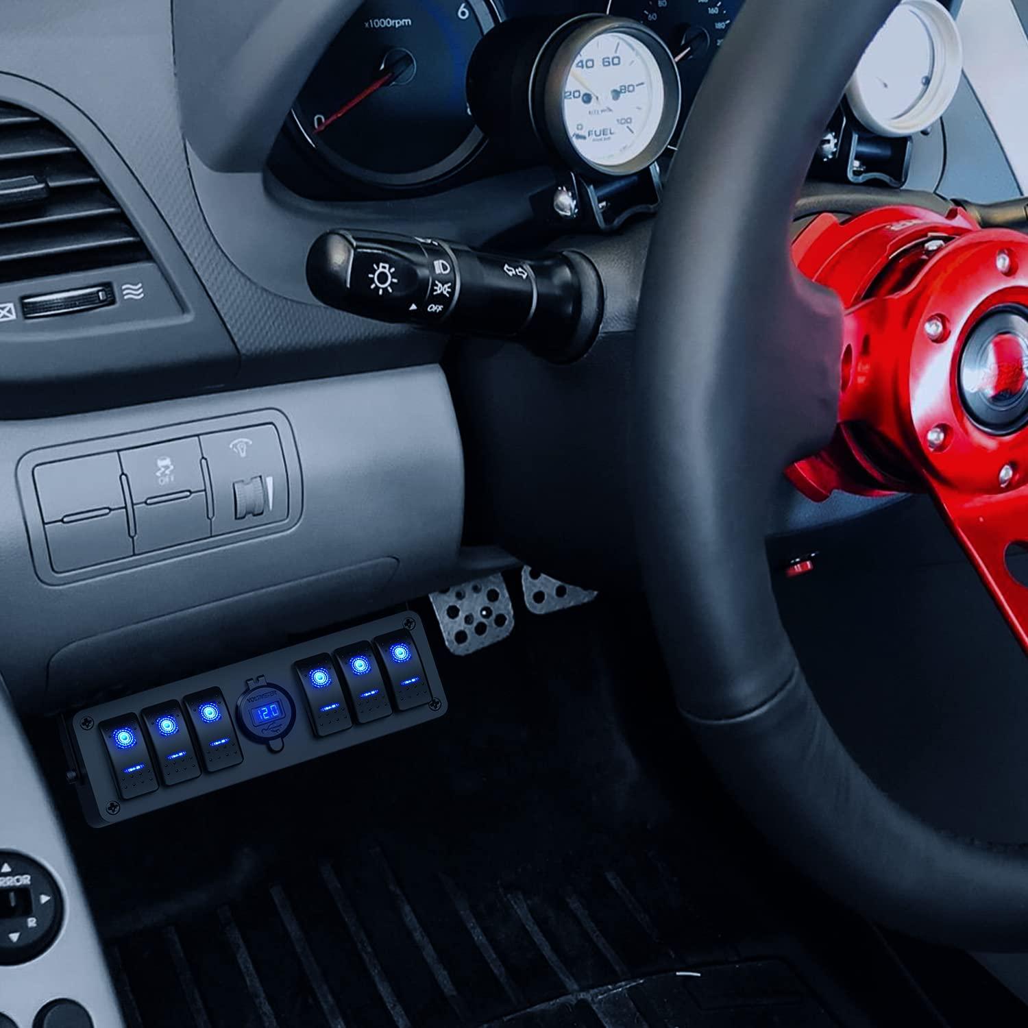 Caja de Interruptores Nilight 6 Gang 12V con Cargador USB