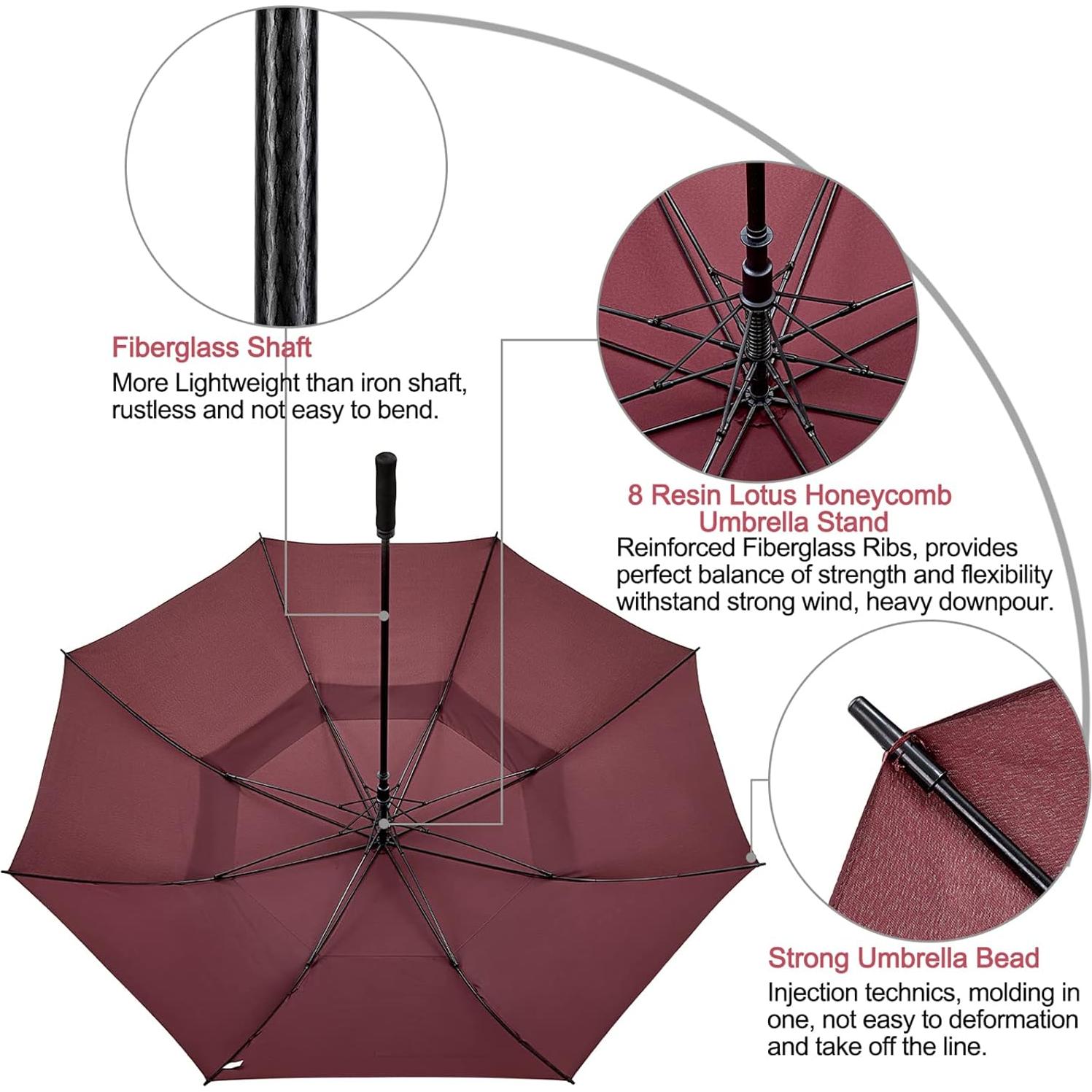 Paraguas de Golf G4Free 182 cm Automático Doble Dosel Rojo