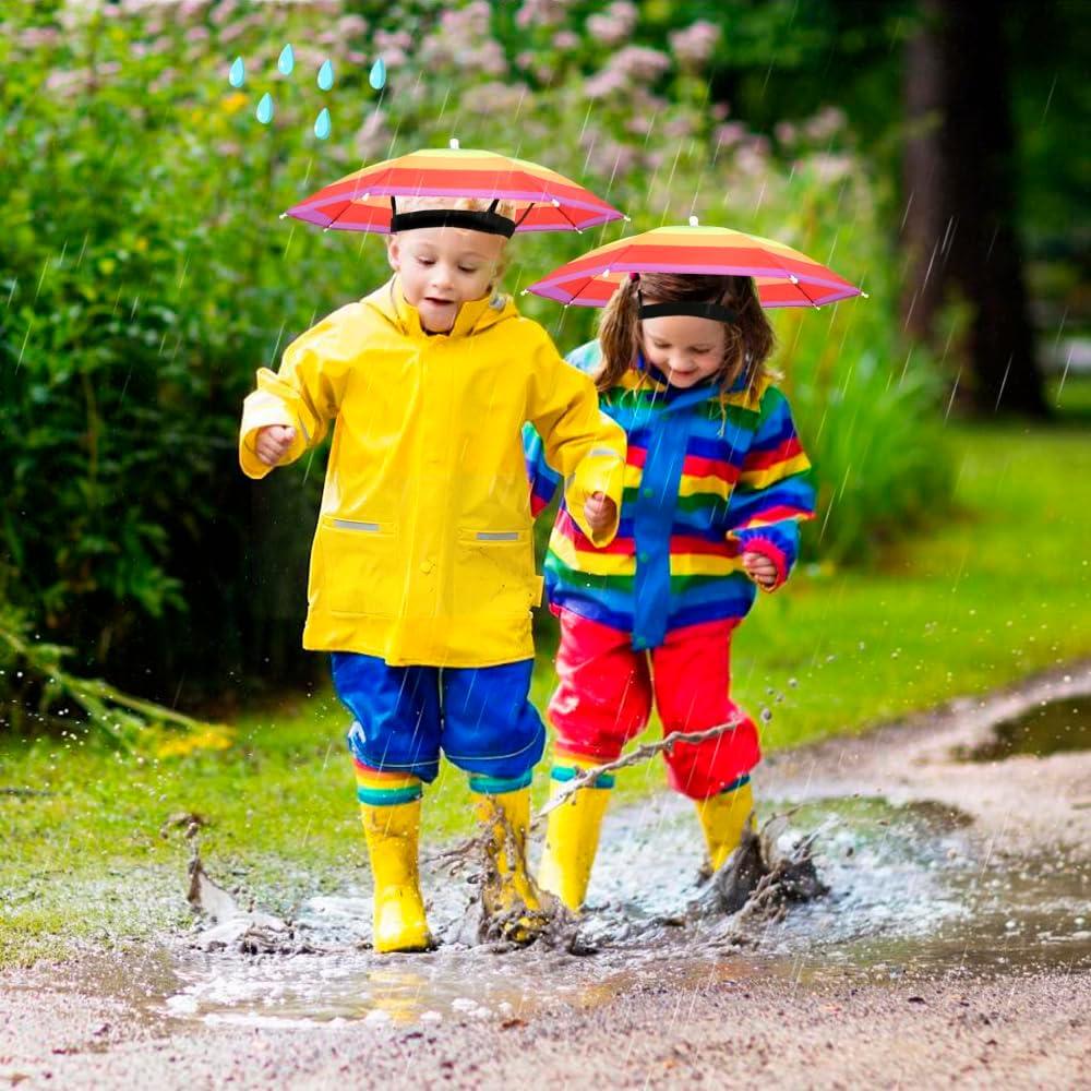 Sombrero Paraguas 2 Pzs Coloridos Ajustable para Niños y Adultos