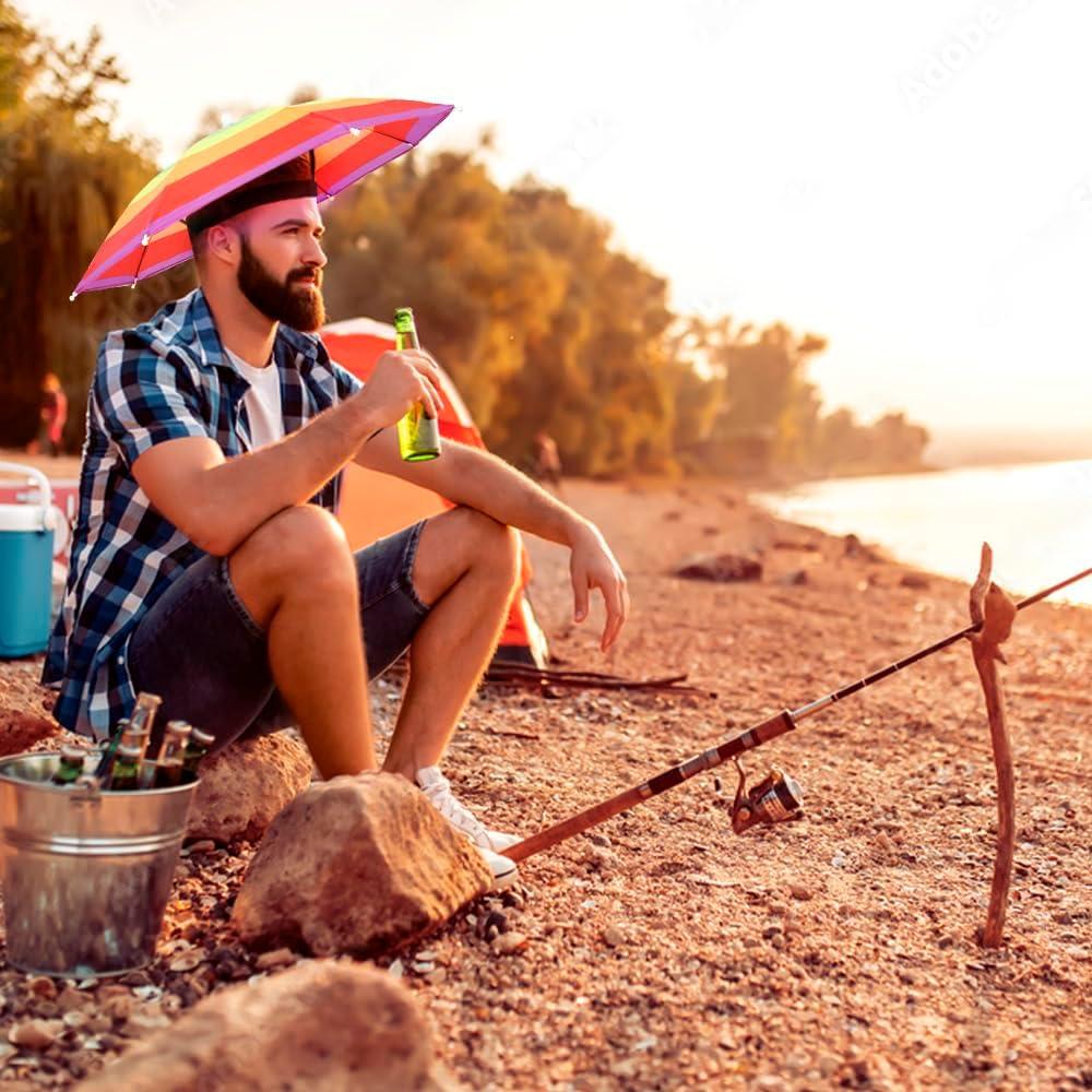 Sombrero Paraguas 2 Pzs Coloridos Ajustable para Niños y Adultos