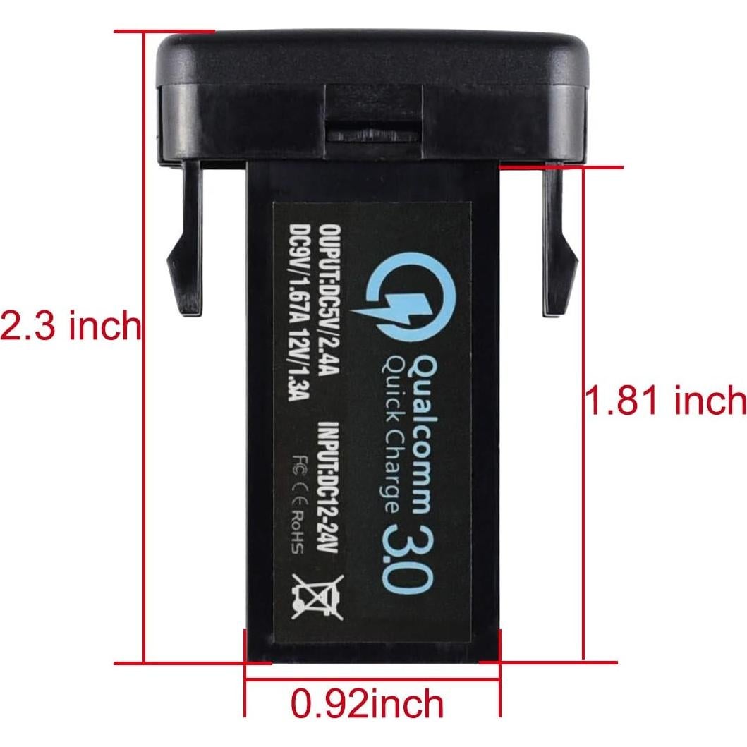 Cargador Doble USB Quick Charge 3.0 Cllena para Toyota