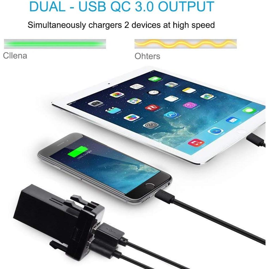Cargador Doble USB Quick Charge 3.0 Cllena para Toyota