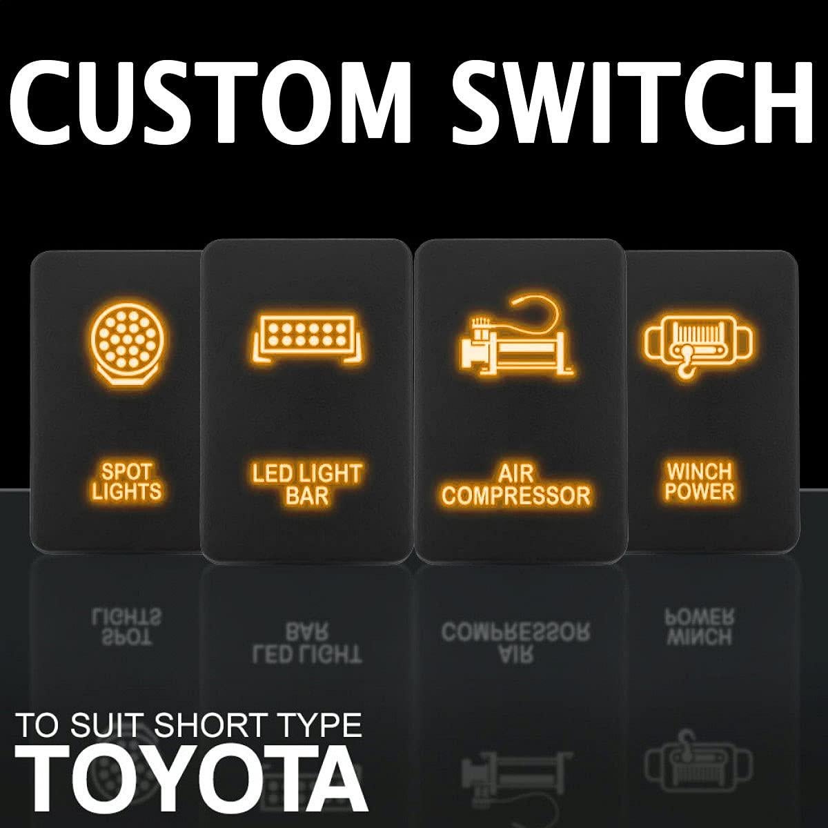 Interruptor de Empuje Retroiluminado Toyota - Naranja - 5.08 cm