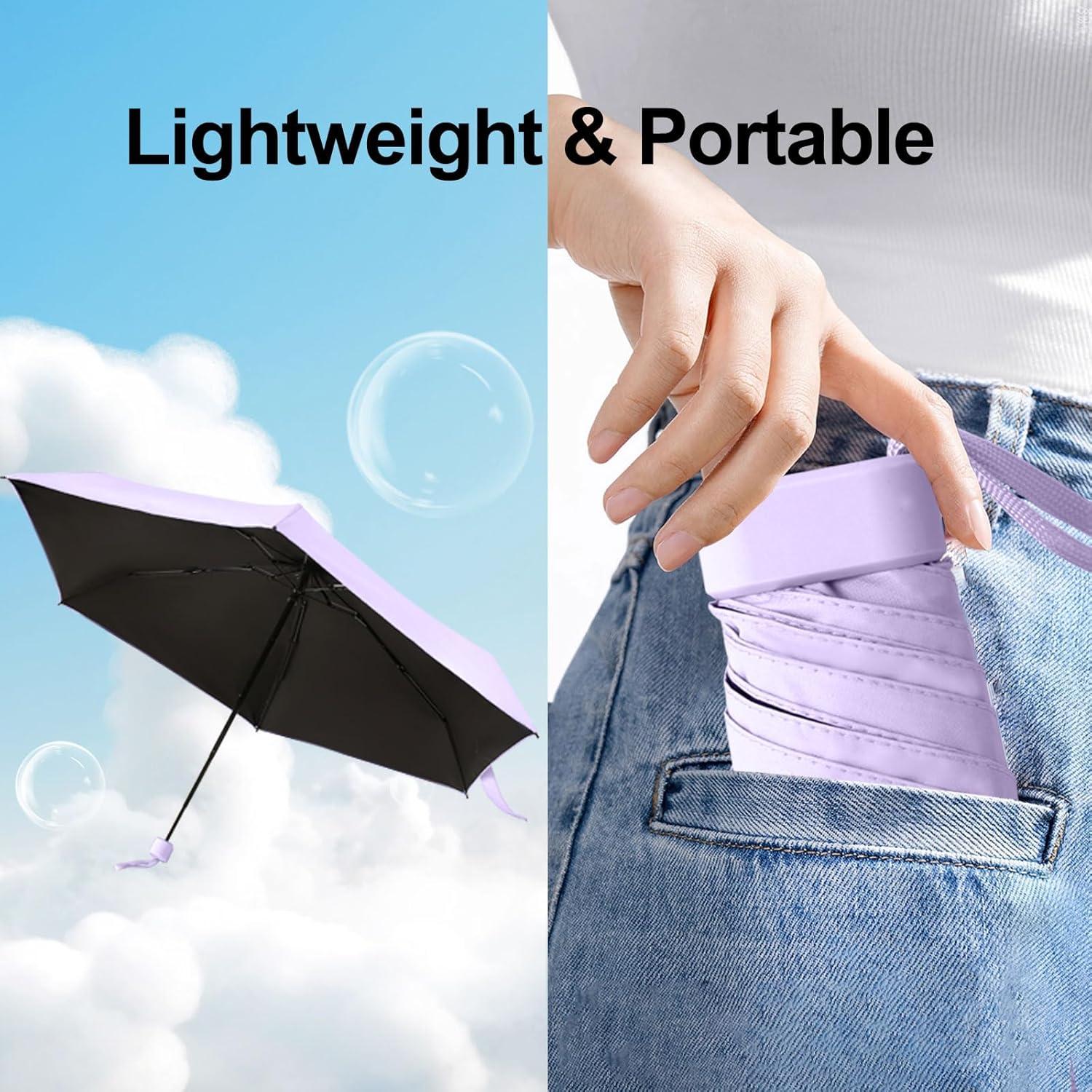 Paraguas Mini GUARAY Plegable Ligero UV y Lluvia Púrpura