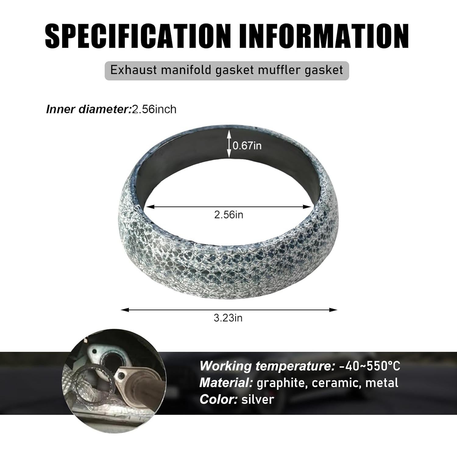 Junta de Escape KVAEY 65mm Grafito a Prueba de Fugas