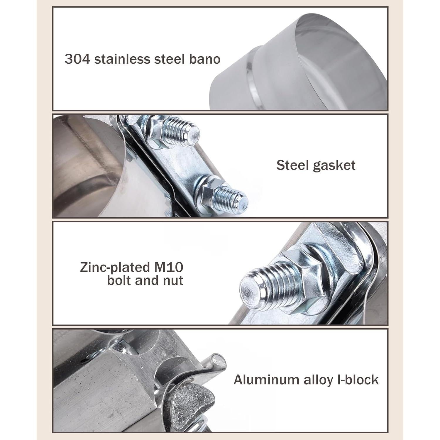 Abrazadera de escape acero inoxidable 6 tamaños bylikeho