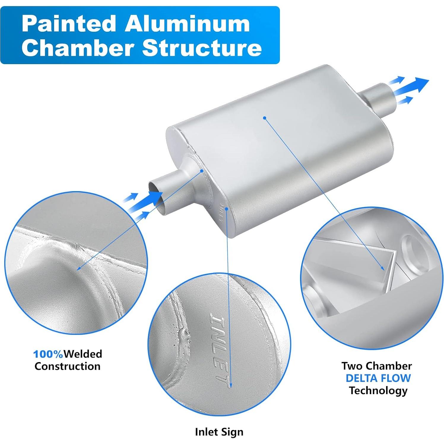 Silenciador de escape ELSHINE 2.5" 45.72 cm acero anticorrosivo