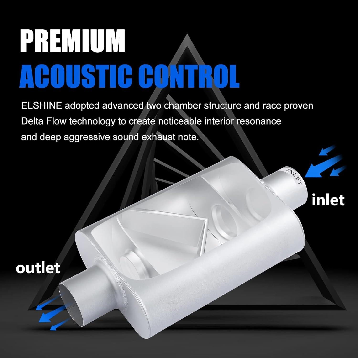 Silenciador de escape ELSHINE 2.5" 45.72 cm acero anticorrosivo