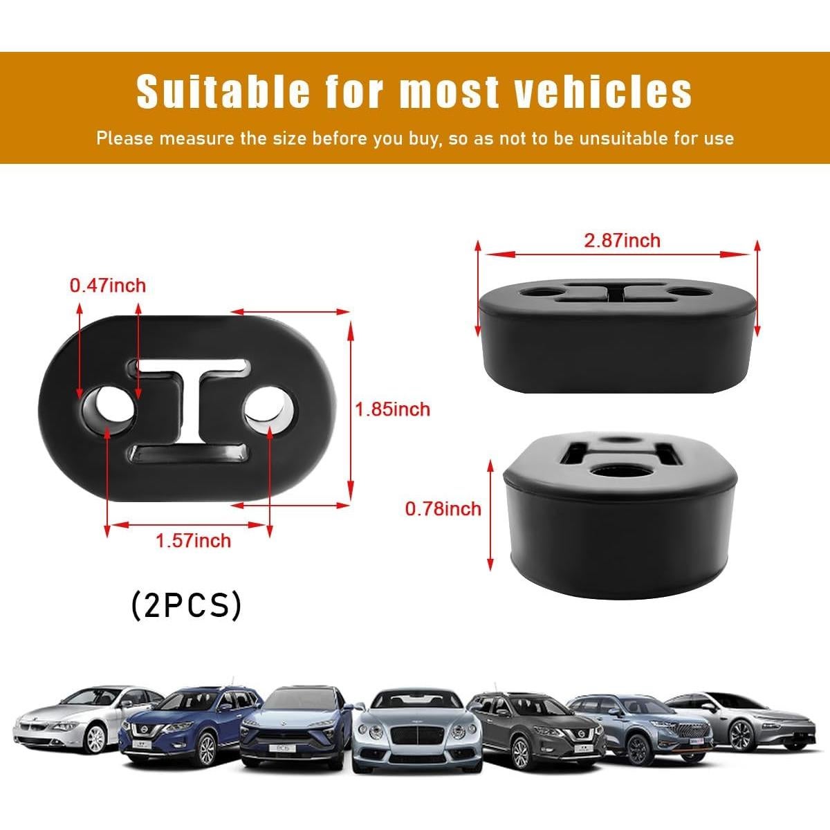 Soporte de Goma para Escape de Coche Ohleats 2 PCS 12mm