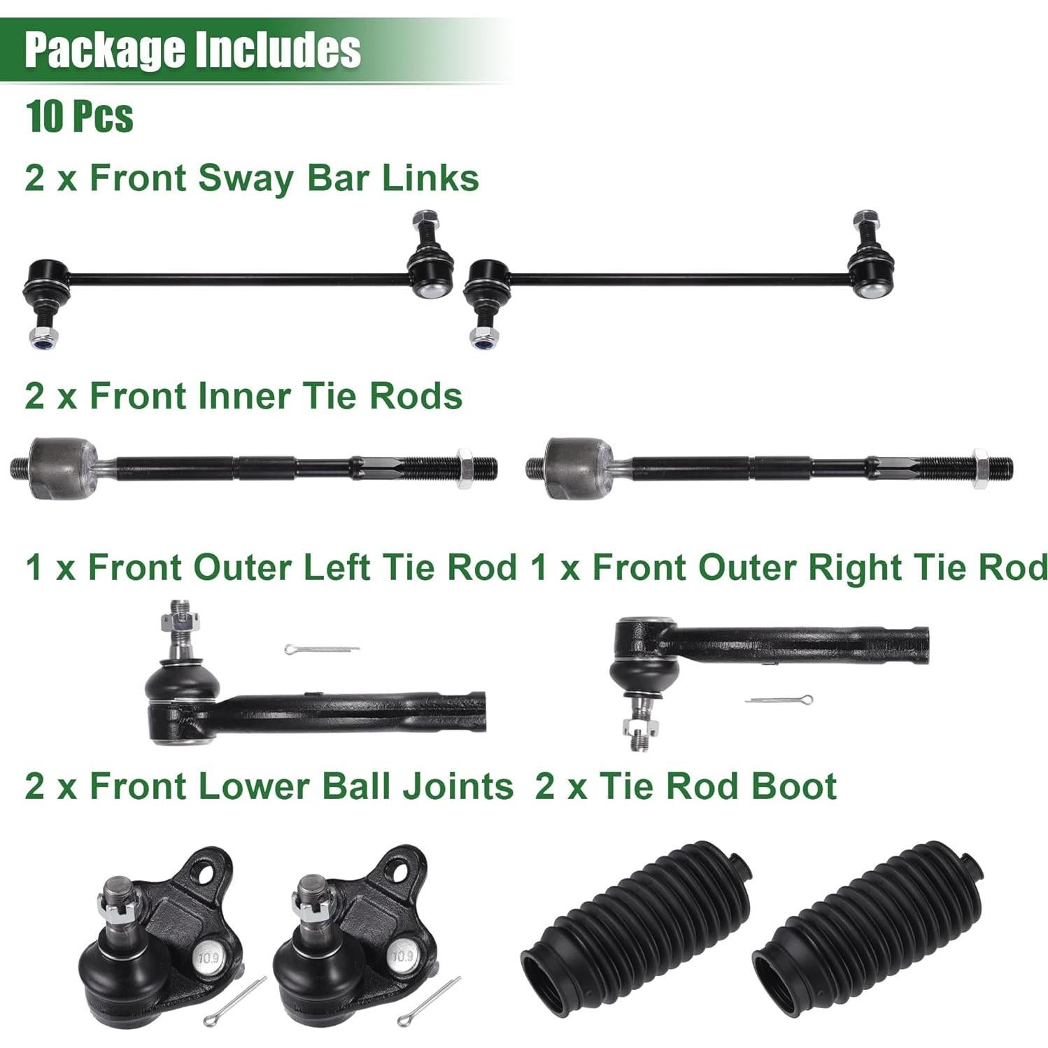 Kit de Suspensión Frontal 10 Piezas X AUTOHAUX para Toyota Corolla 2003-2008