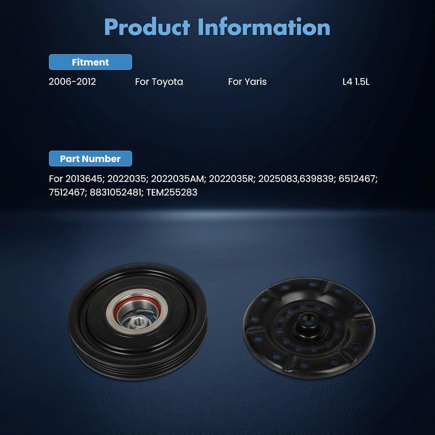 Embrague de Compresor de A/C ECCPP para Toyota Yaris 1.5L 2006-2012