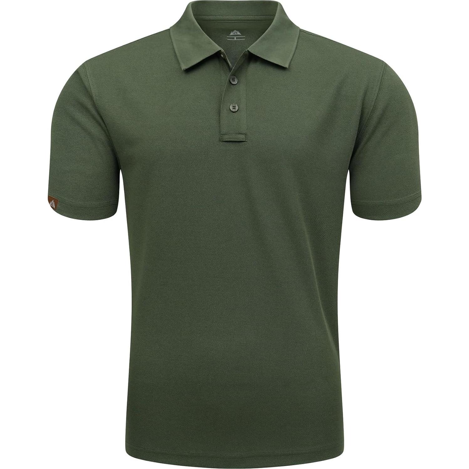 Camisa Polo Hombre Marca Secado Rápido Verde Militar Talla Grande