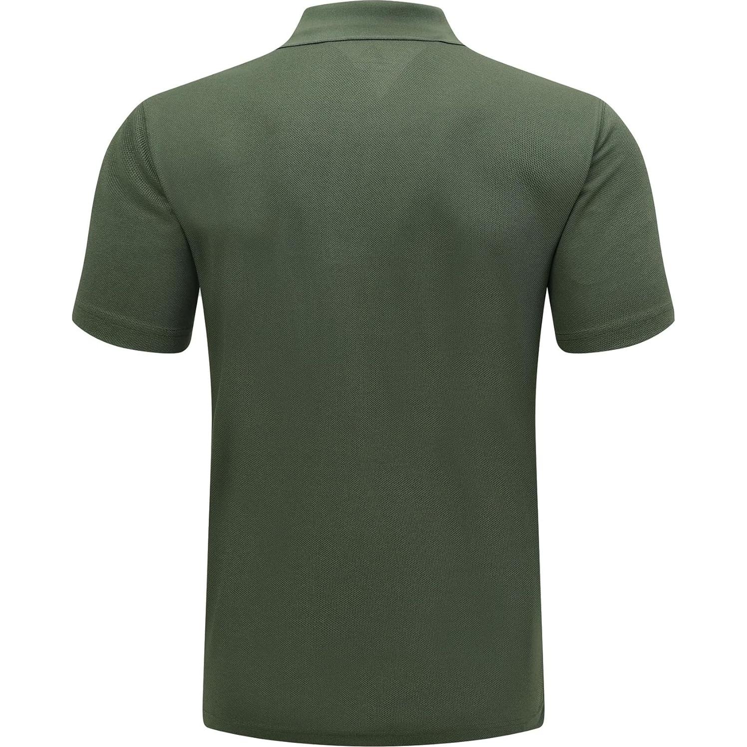 Camisa Polo Hombre Marca Secado Rápido Verde Militar Talla Grande