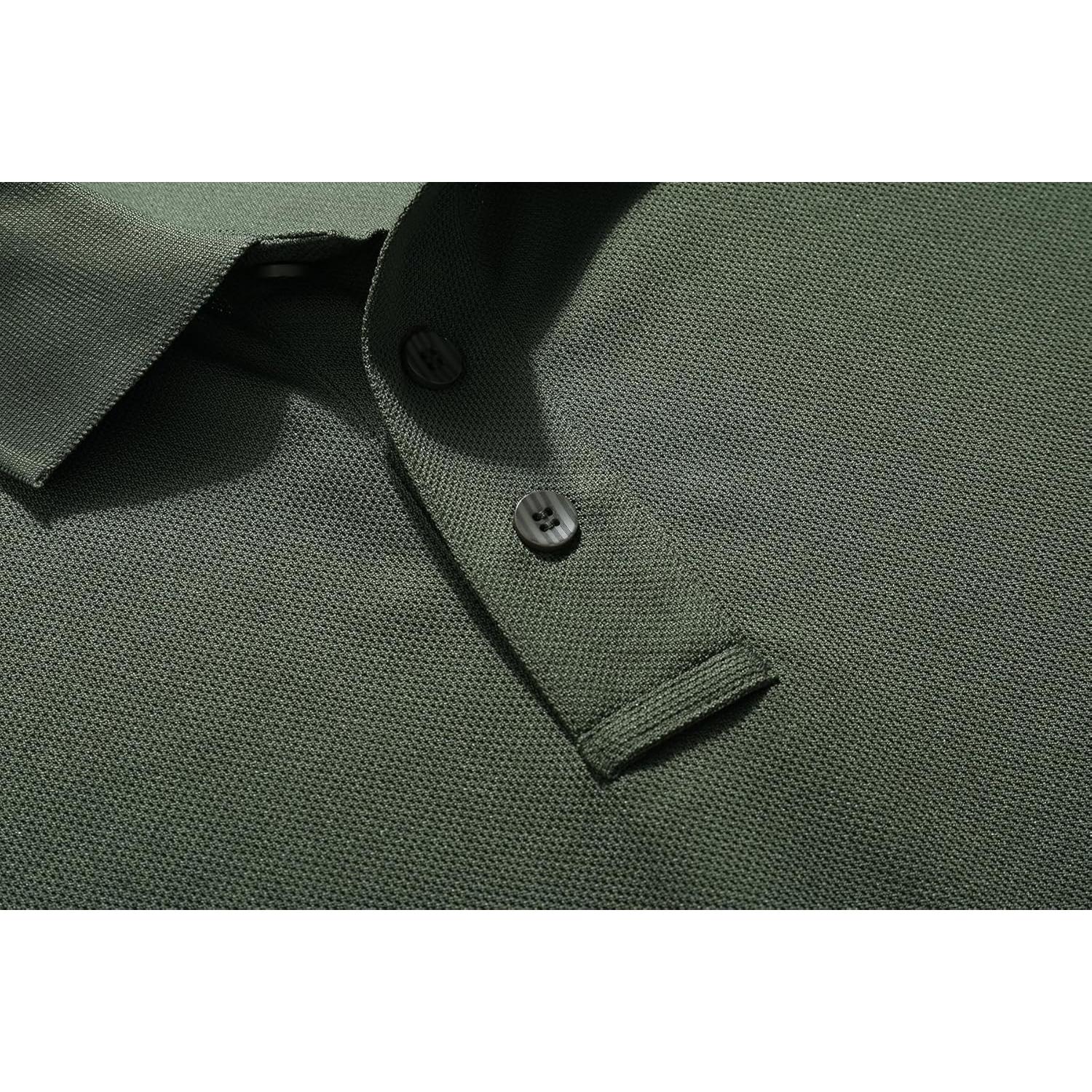Camisa Polo Hombre Marca Secado Rápido Verde Militar Talla Grande