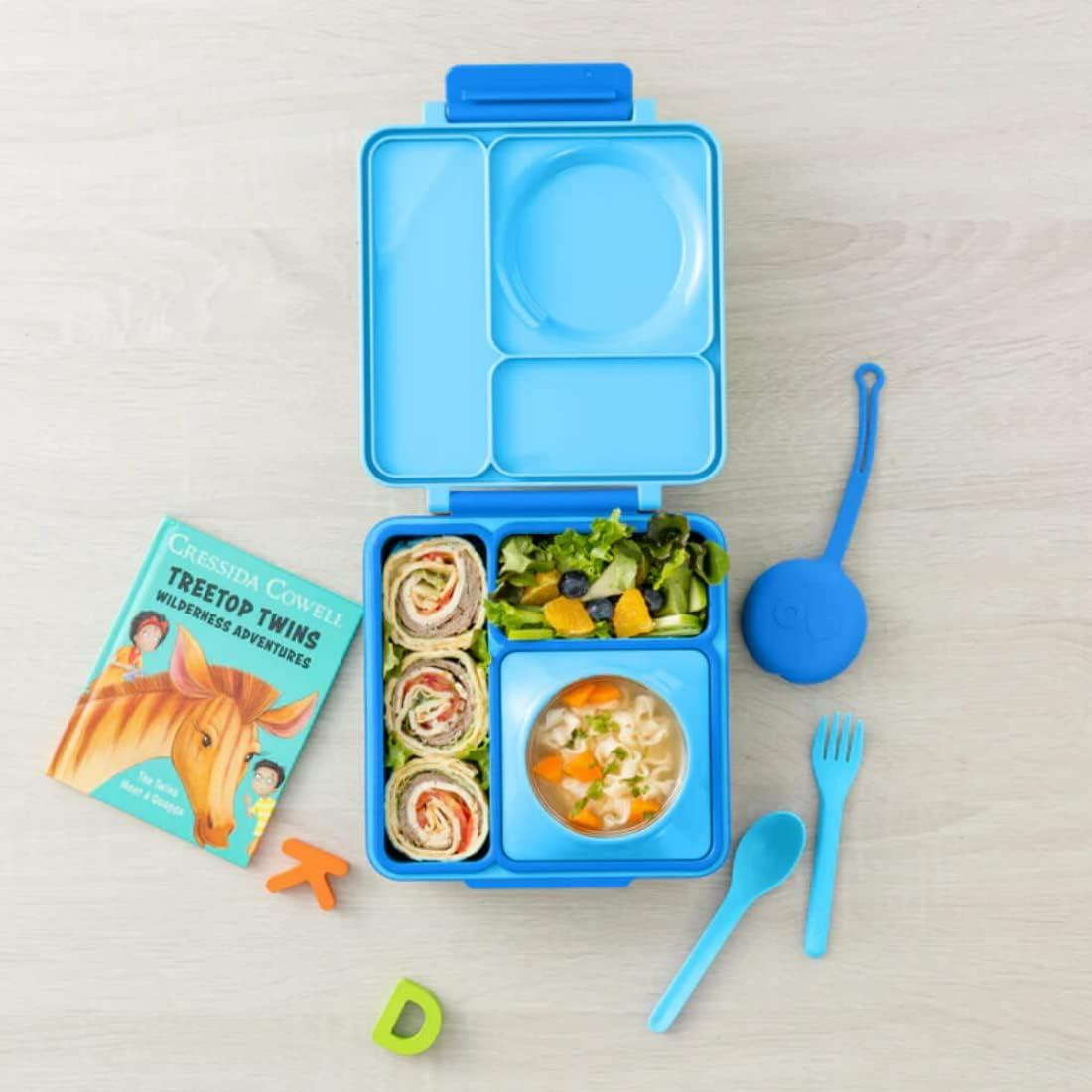 OmieBox Bento Box Aislada para Niños - 3 Compartimentos Cielo Azul