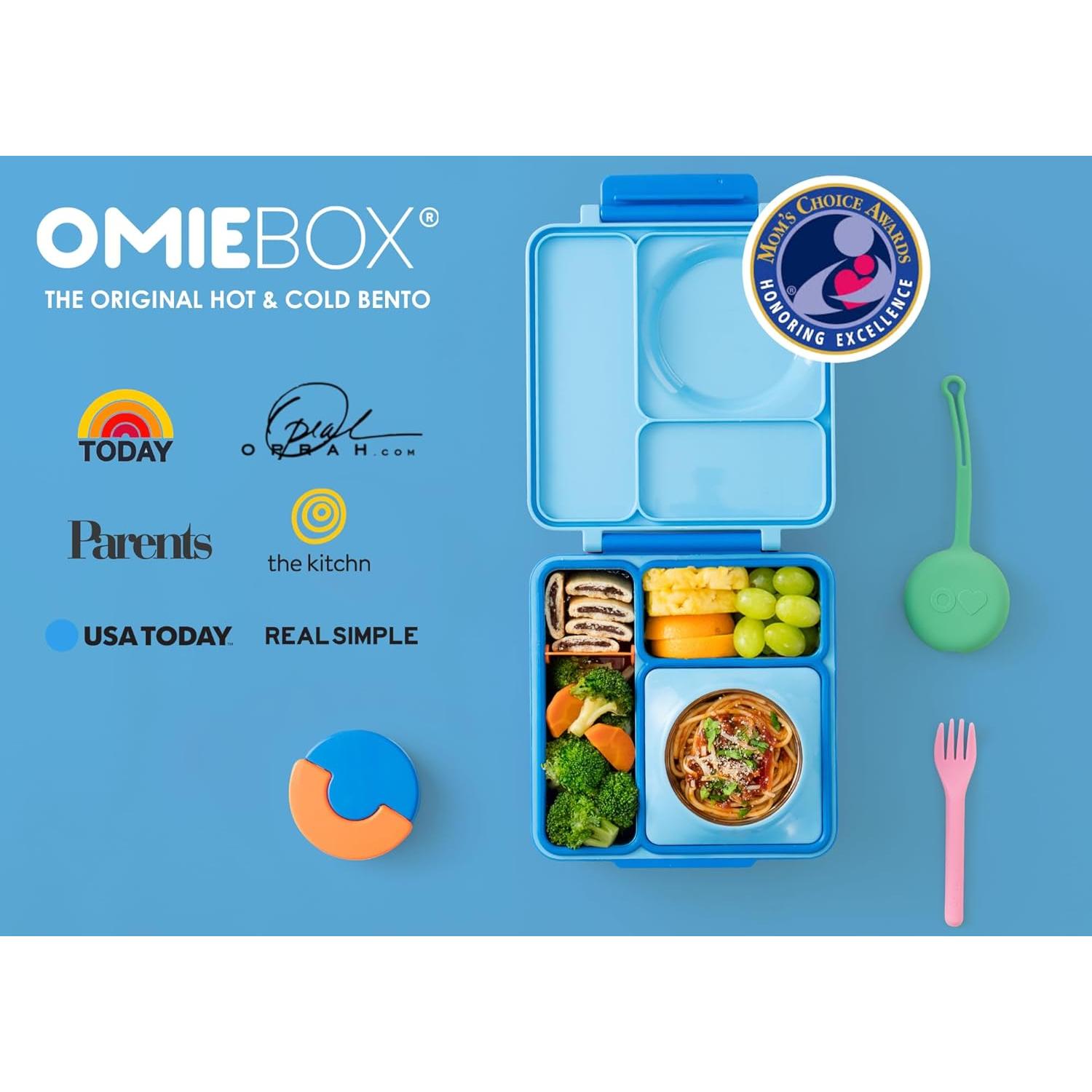 OmieBox Bento Box Aislada para Niños - 3 Compartimentos Cielo Azul