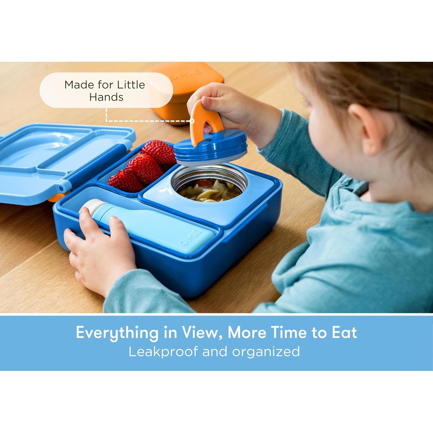 OmieBox Bento Box Aislada para Niños - 3 Compartimentos Cielo Azul