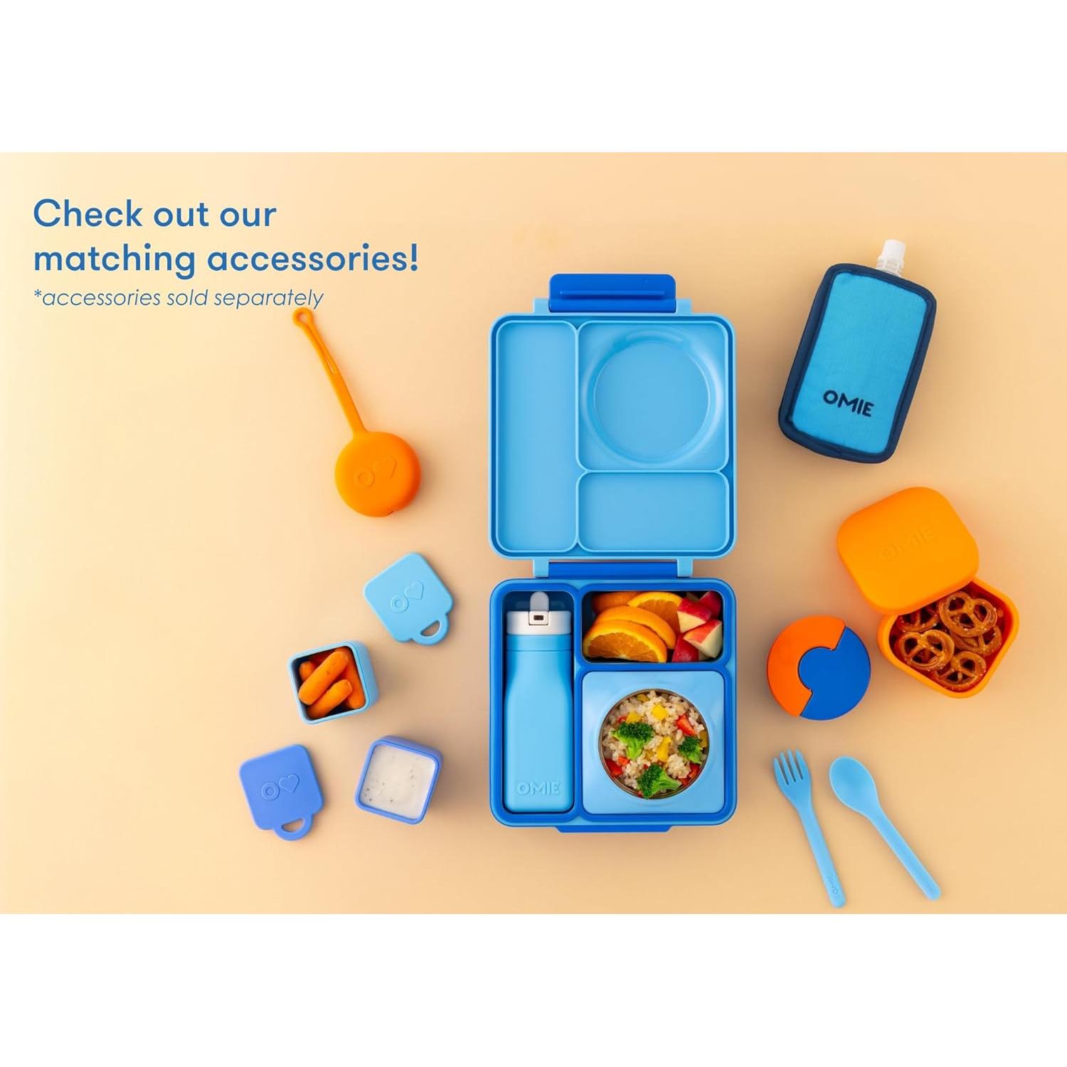 OmieBox Bento Box Aislada para Niños - 3 Compartimentos Cielo Azul