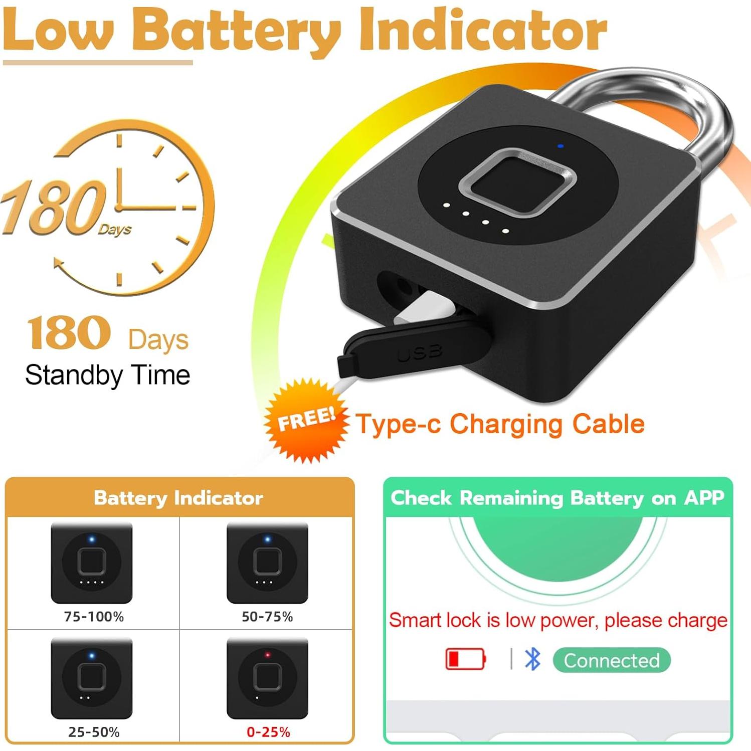 Candado Biométrico Pothunder YL-P6BF con App, Impermeable