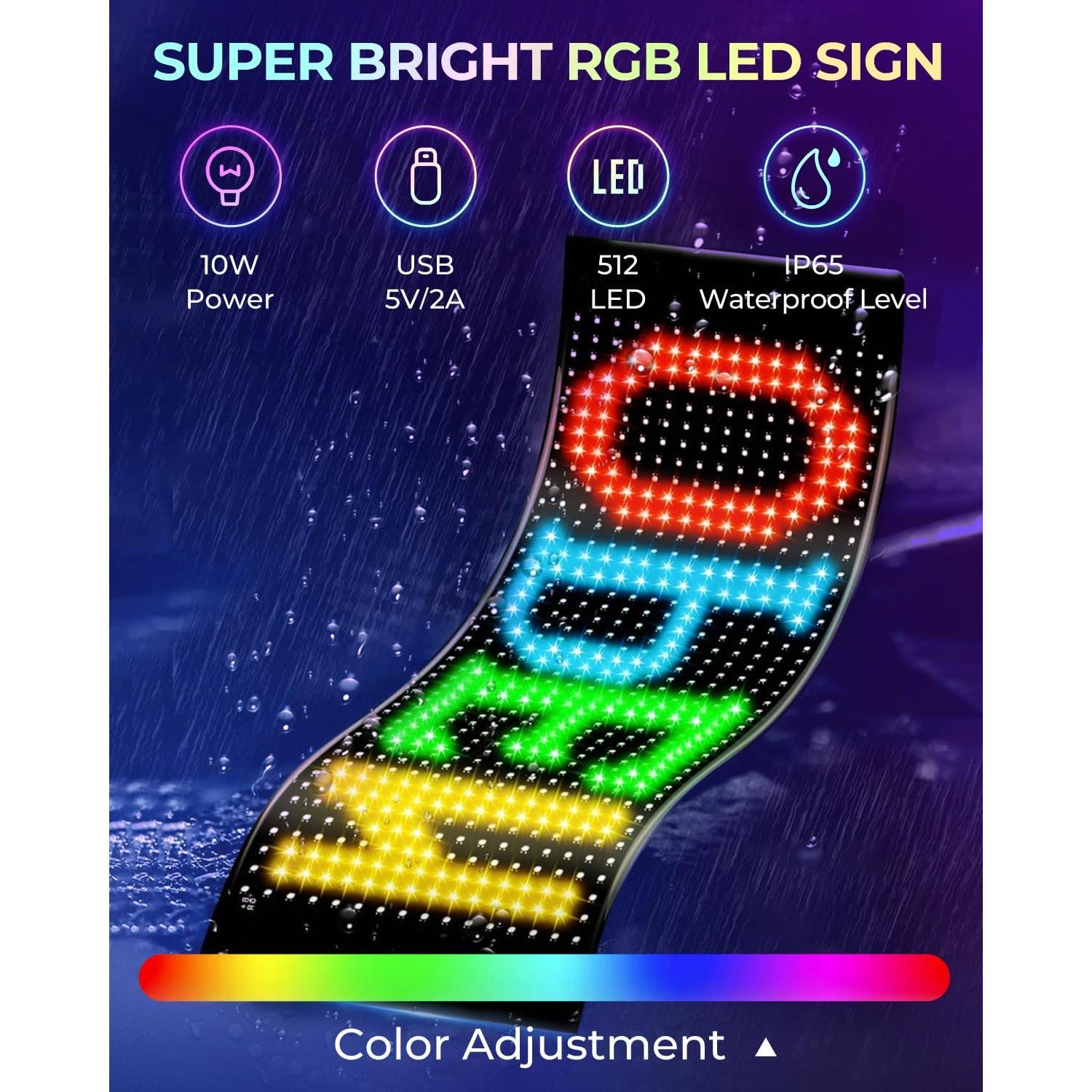 Cartel LED Programable Pak HRP-1632 para Autos 7.1x17.2cm