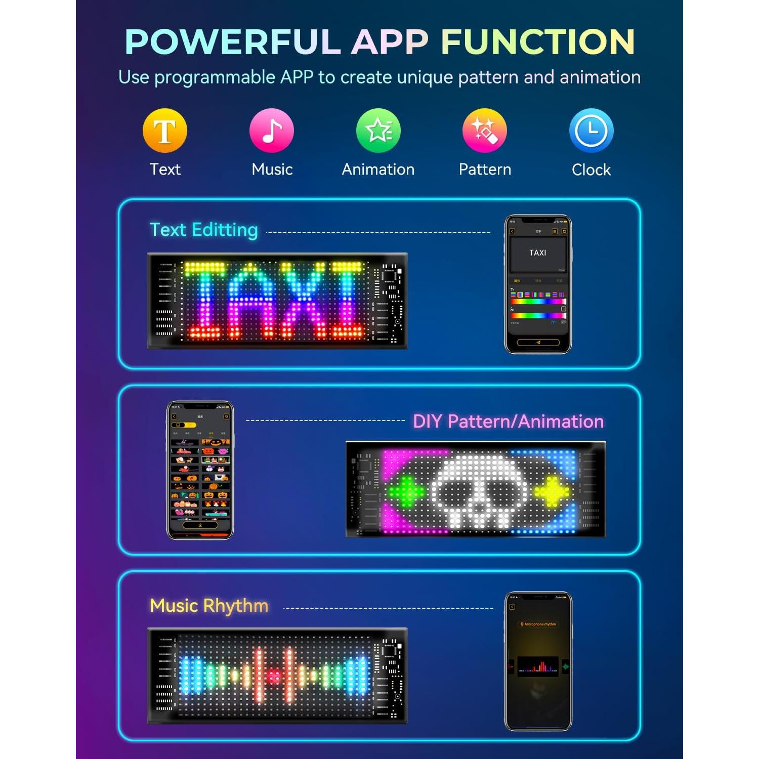 Cartel LED Programable Pak HRP-1632 para Autos 7.1x17.2cm