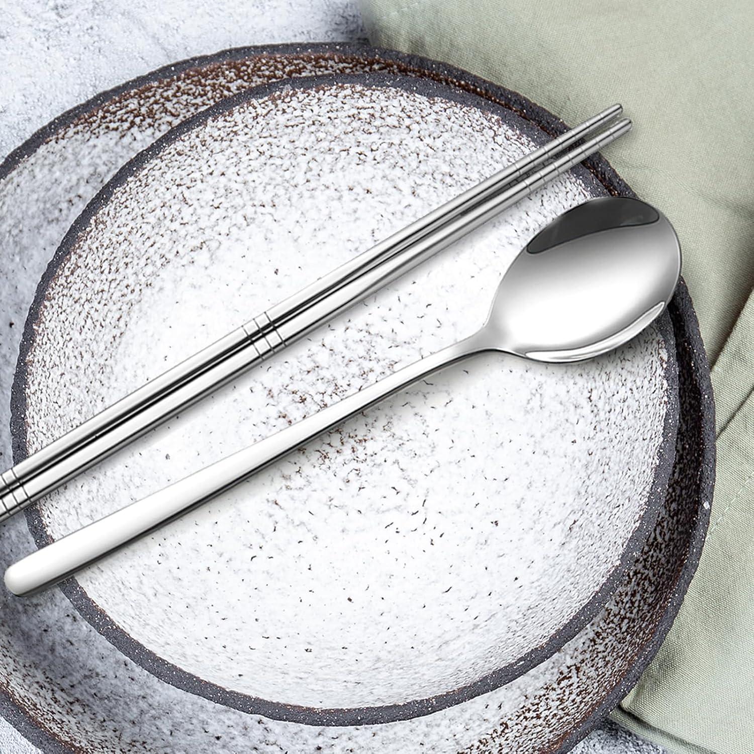 Juego de Palillos y Cucharas Kucensi Acero Inoxidable 3 Piezas