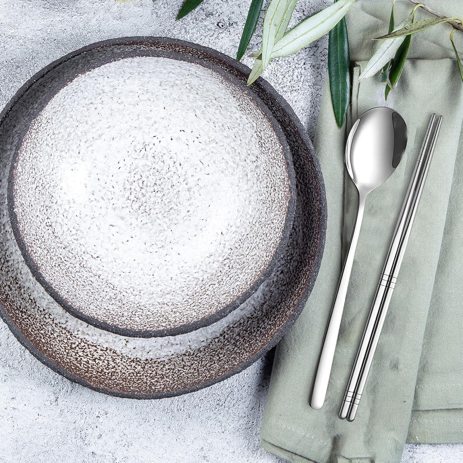 Juego de Palillos y Cucharas Kucensi Acero Inoxidable 3 Piezas