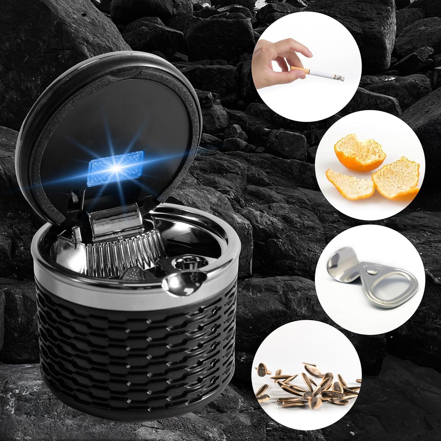 Cenicero de Auto SOLARXIA con Tapa LED Desmontable