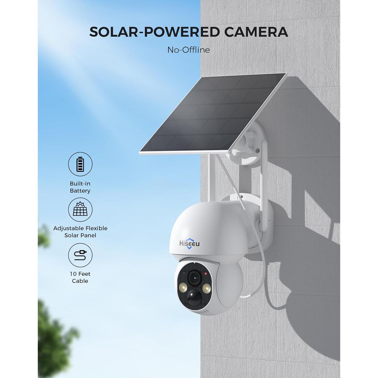 Cámara de Seguridad Solar Hiseeu 4MP Inalámbrica Exterior