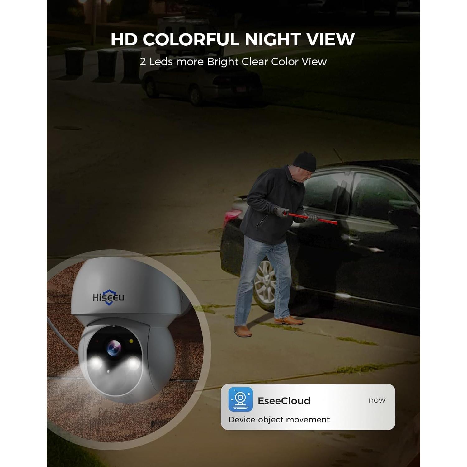 Cámara de Seguridad Solar Hiseeu 4MP Inalámbrica Exterior