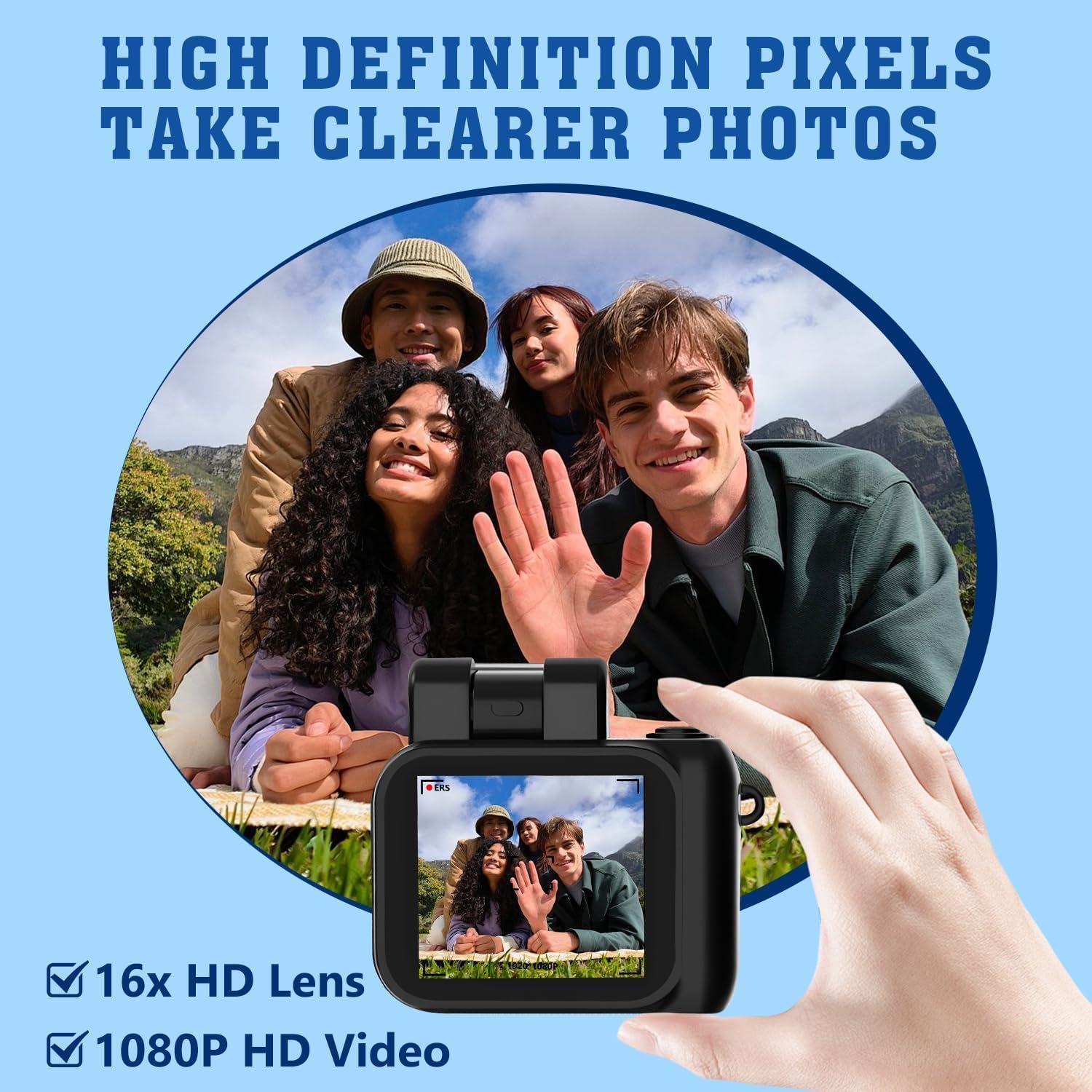 Mini Cámara Llavero ZXJ486957 1080P HD Retro Snap Negra