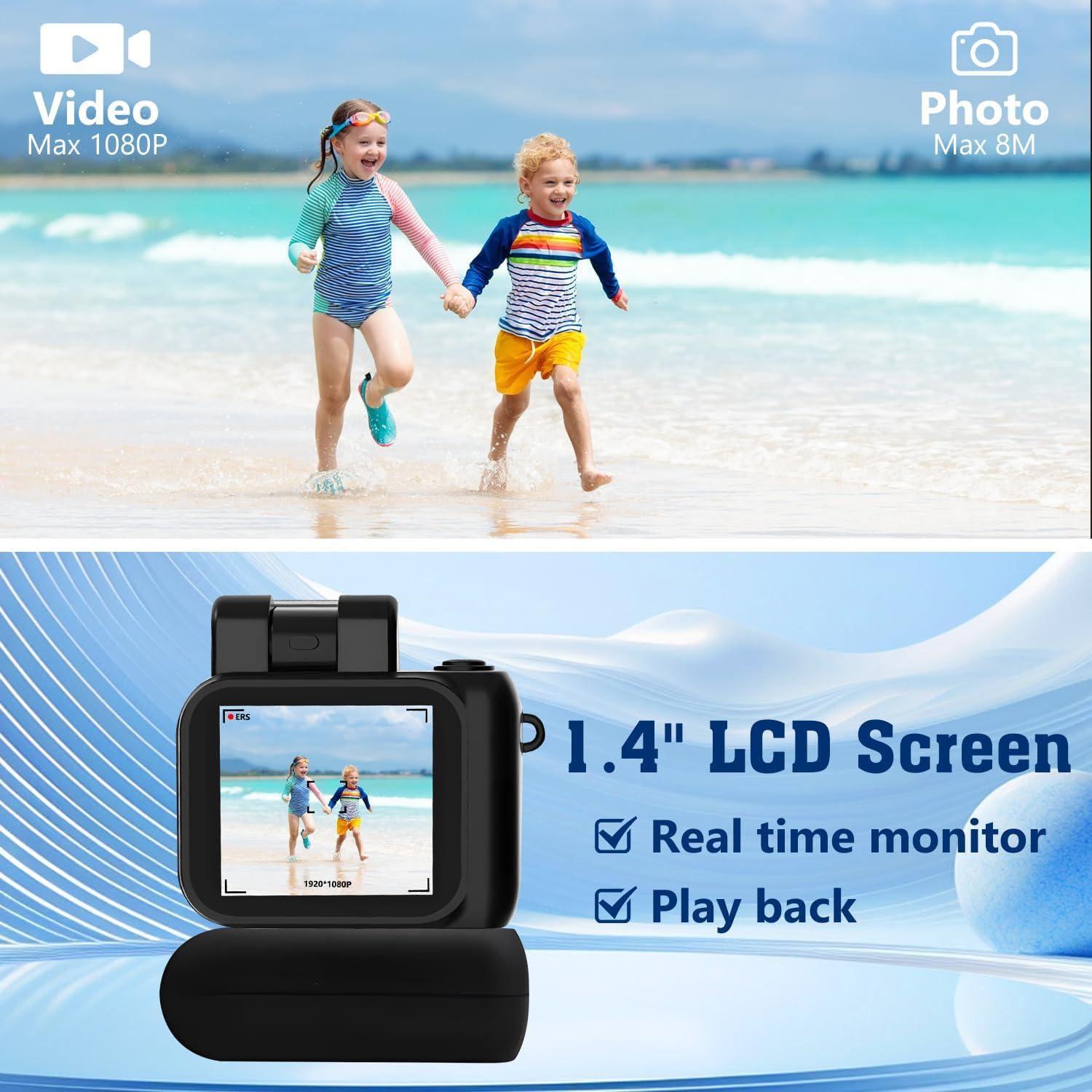 Mini Cámara Llavero ZXJ486957 1080P HD Retro Snap Negra