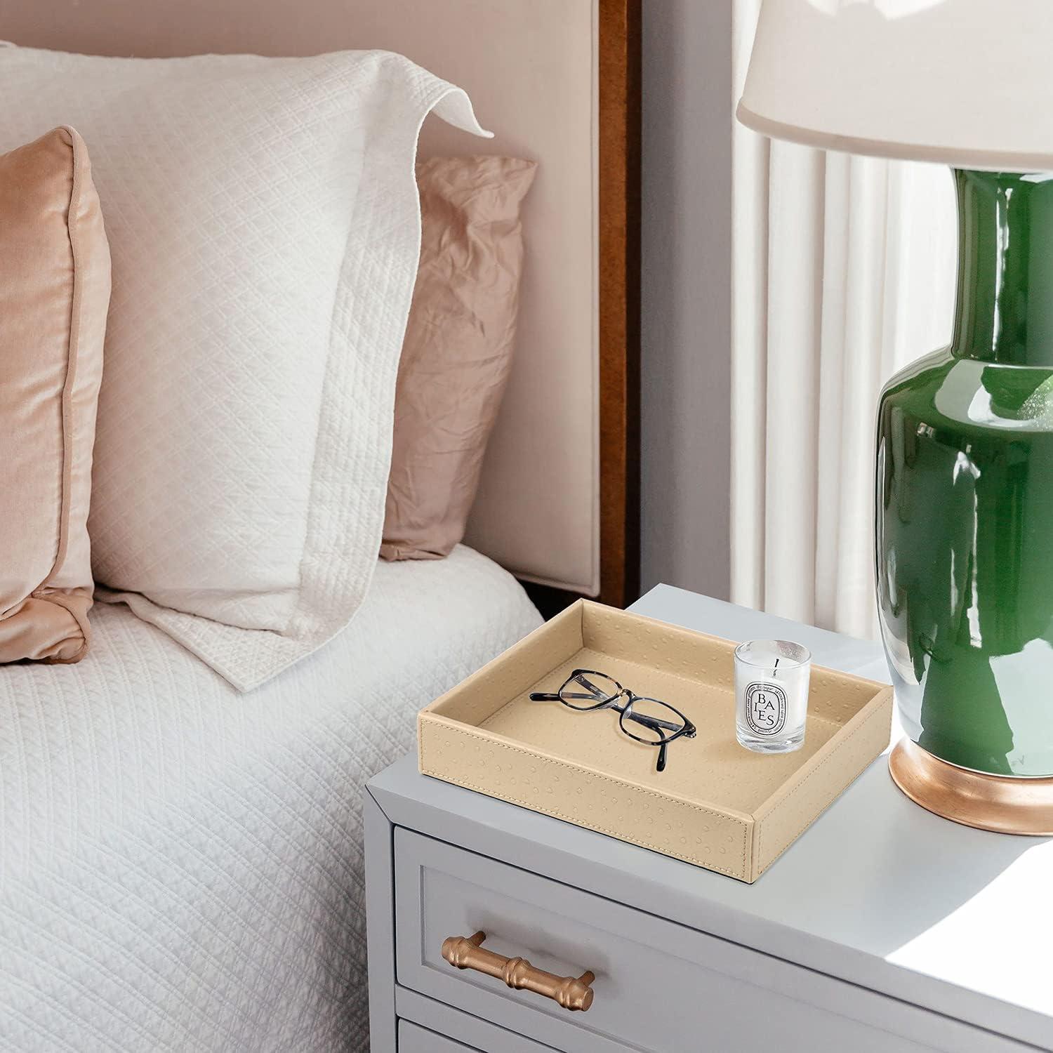 Bandeja de Tocador HofferRuffer de Cuero Sintético Beige 25.9x21.3cm